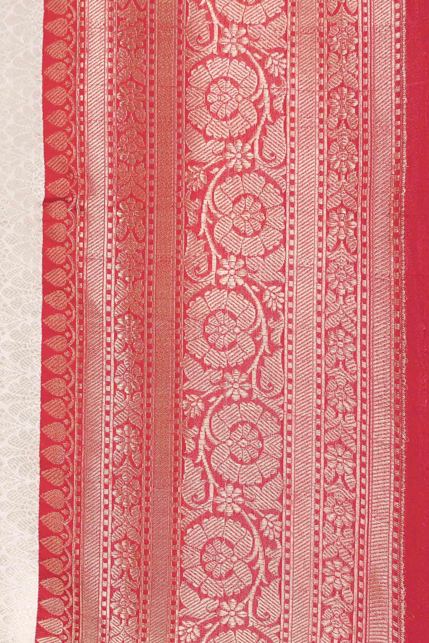 Off White Dual Tone Banarasi Silk Saree - Image 3