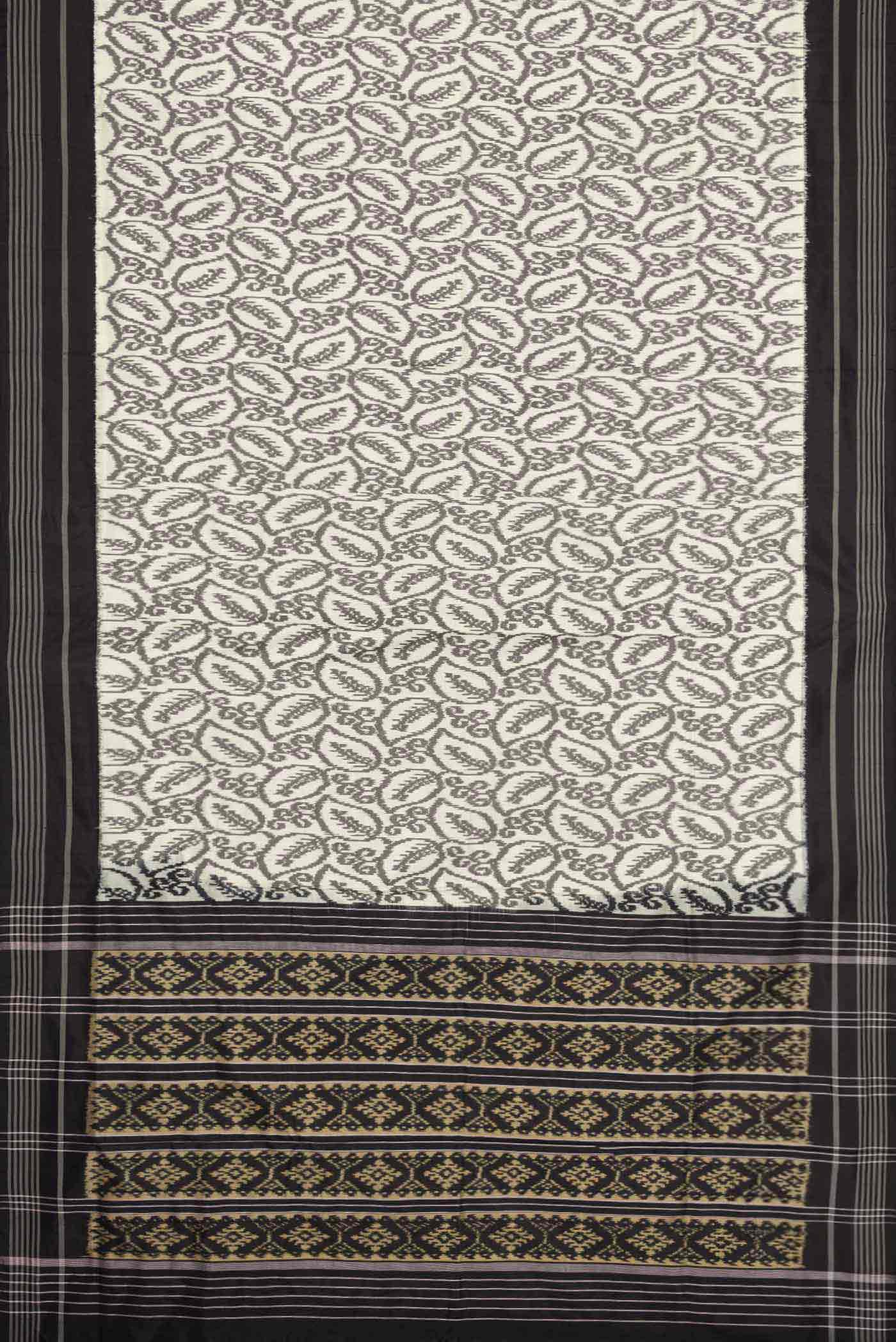 Off White Pochampally Silk Saree - Image 6