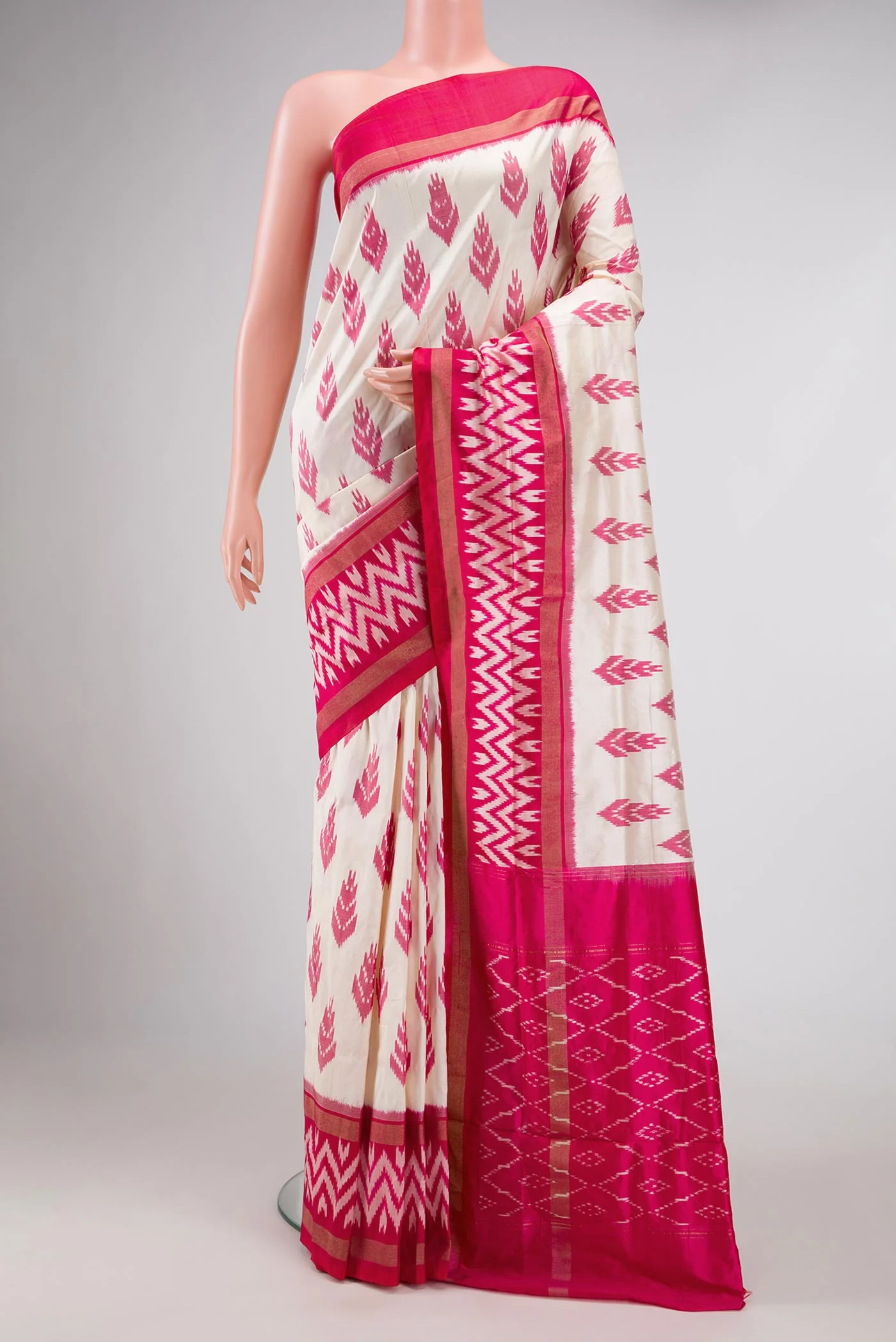 Off White Pochampally Silk Saree