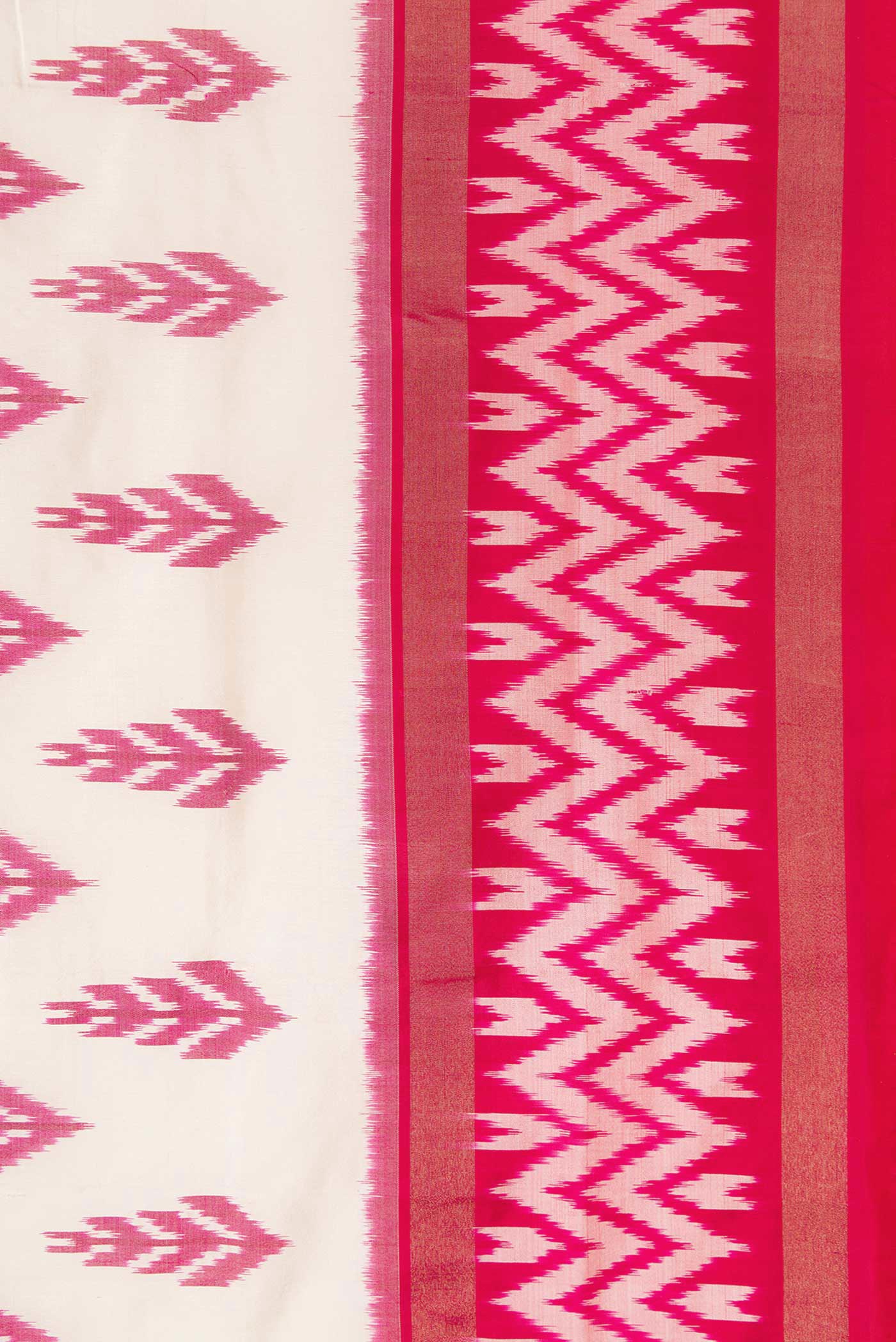 Off White Pochampally Silk Saree - Image 3