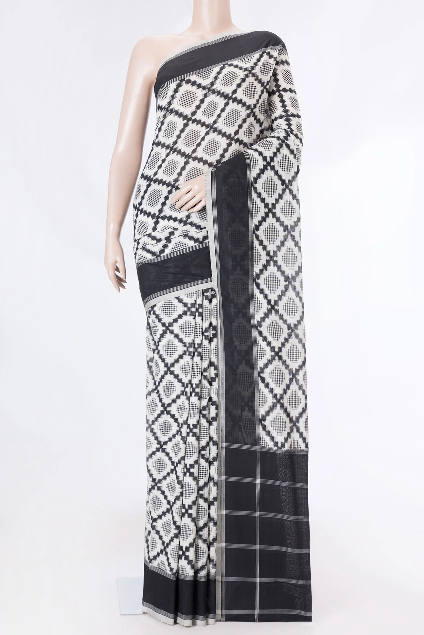 Off White Dual Tone Double Ikat Saree