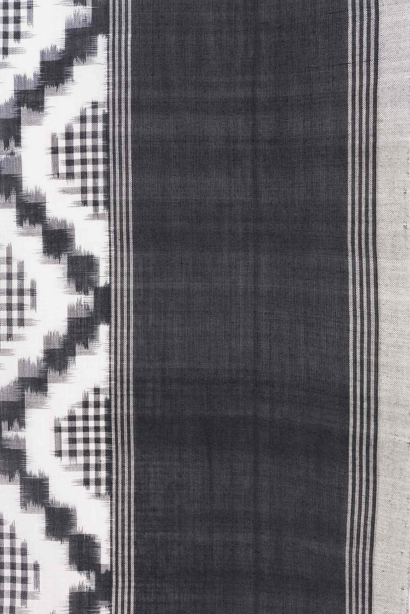 Off White Dual Tone Double Ikat Saree - Image 3