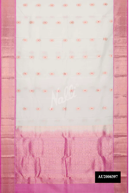 Off White Dual Tone Kanchipuram Silk Saree