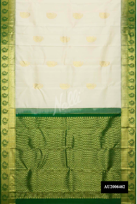 Off White Dual Tone Kanchipuram Silk Saree