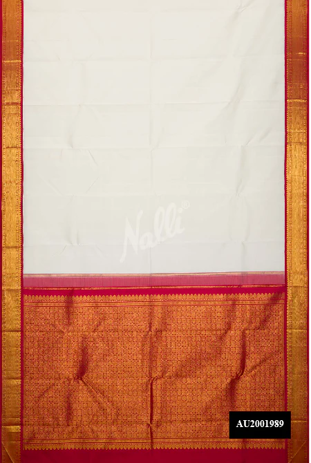 Off White Dual Tone Kanchipuram Silk Saree