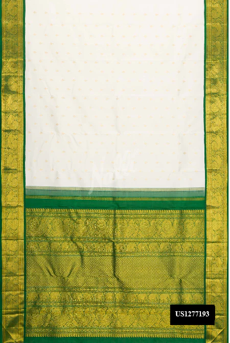 Off White Dual Tone Kanchipuram Silk Saree