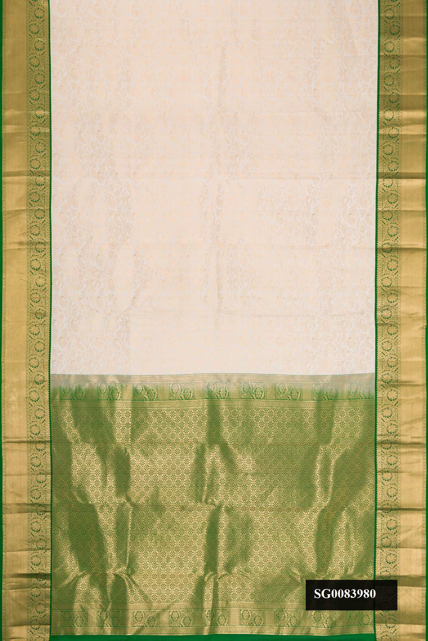 Off White Dual Tone Kanchipuram Silk Saree