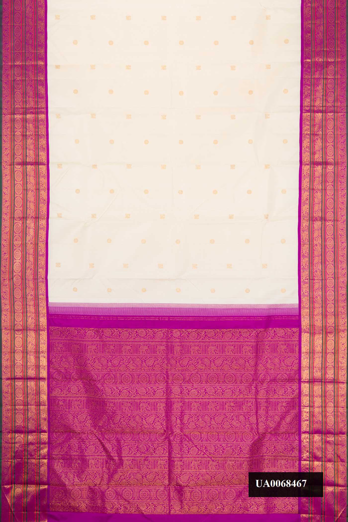 Off White Dual Tone Kanchipuram Silk Saree
