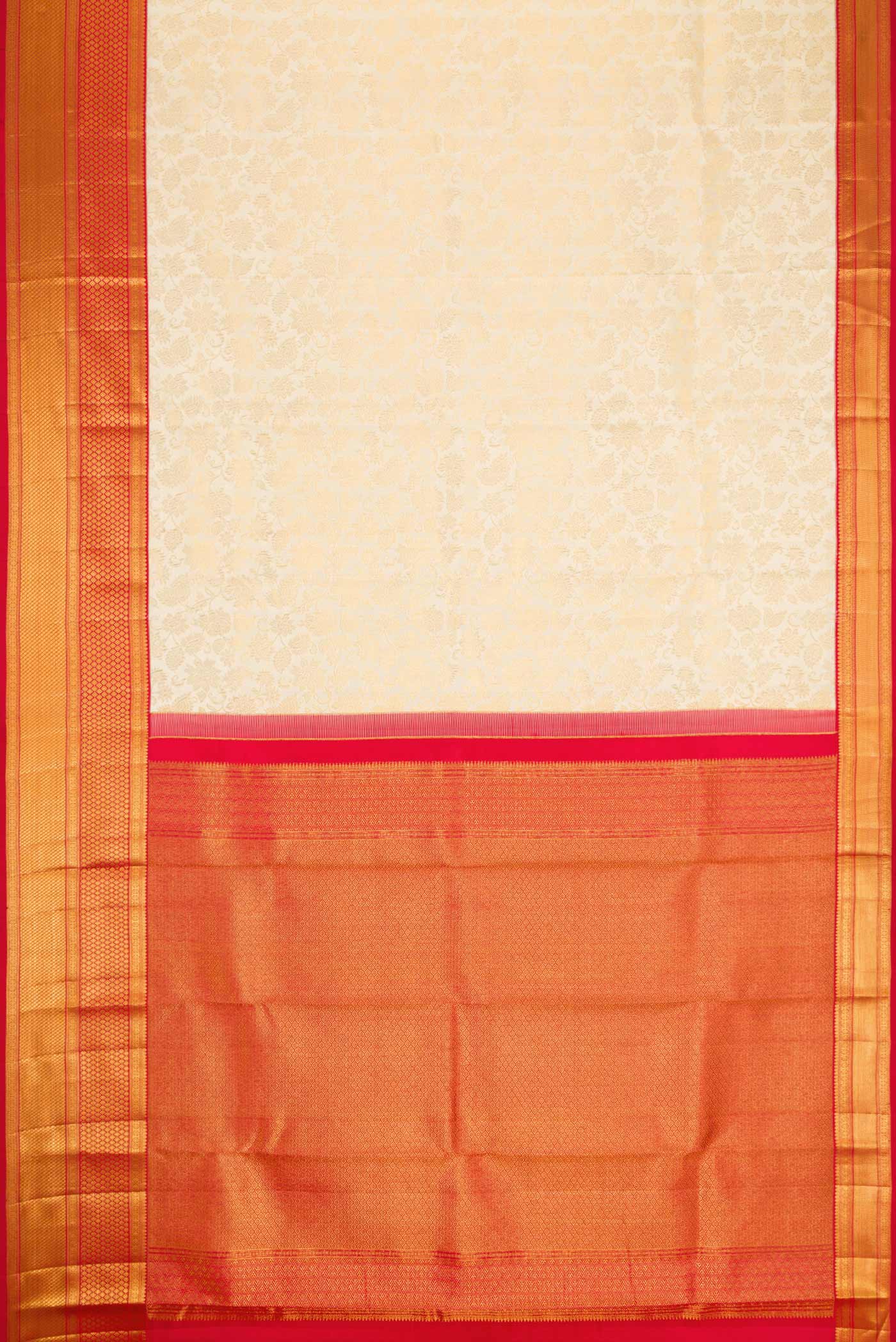 Off White Dual Tone Kanjivaram Silk Saree - Image 6
