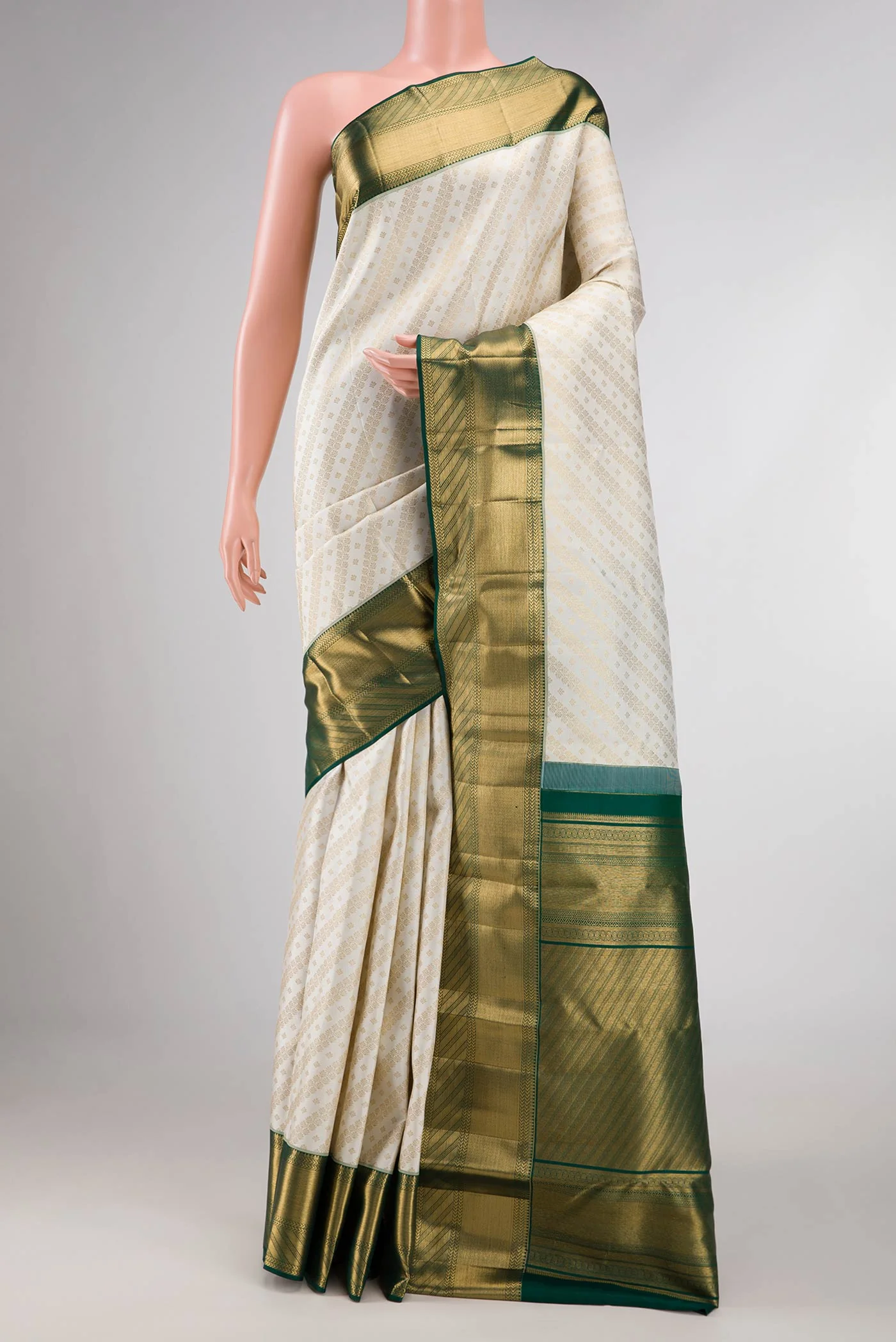 Off White Dual Tone Kanjivaram Silk Saree