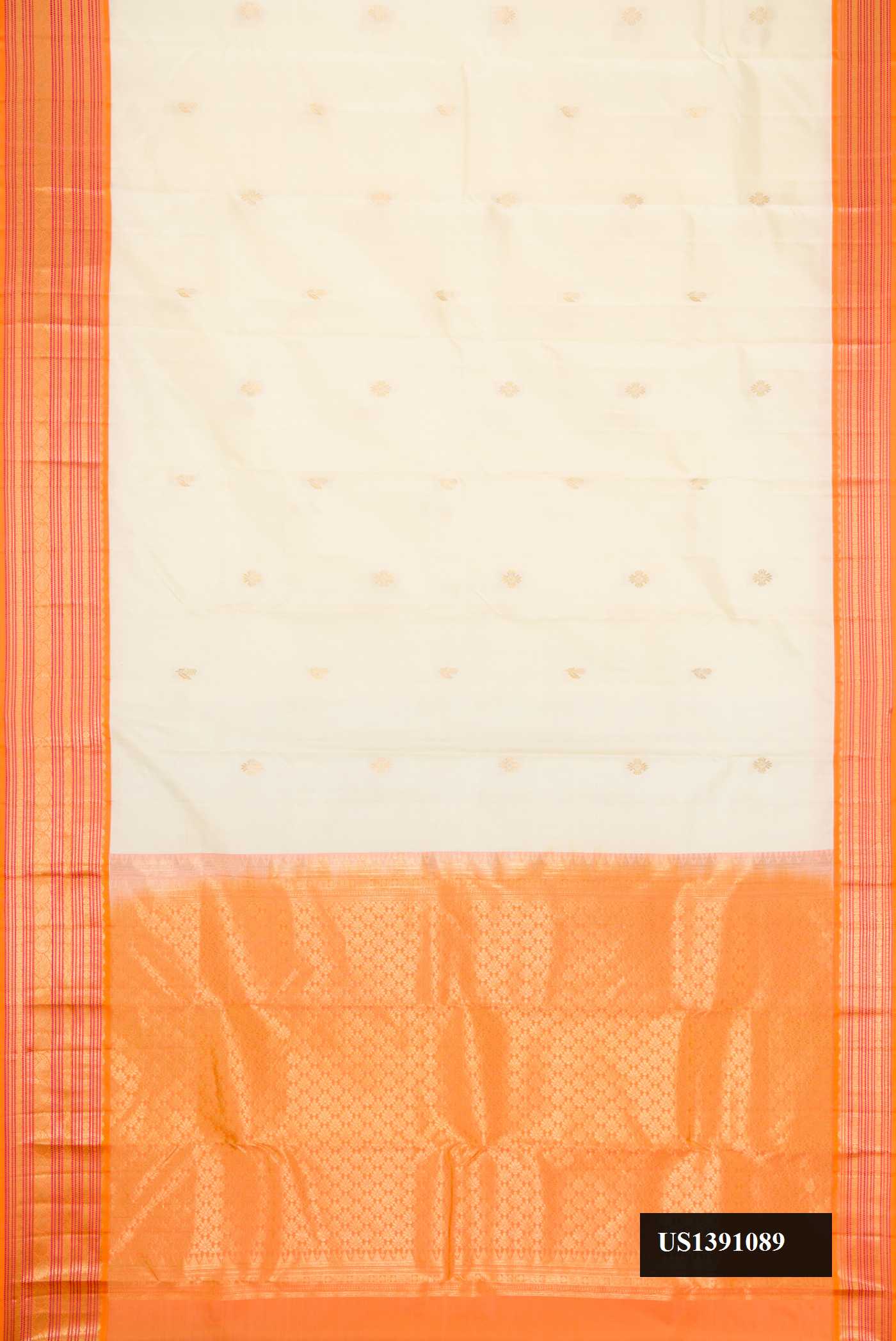 Off White Dual Tone Kanchipuram Silk Saree