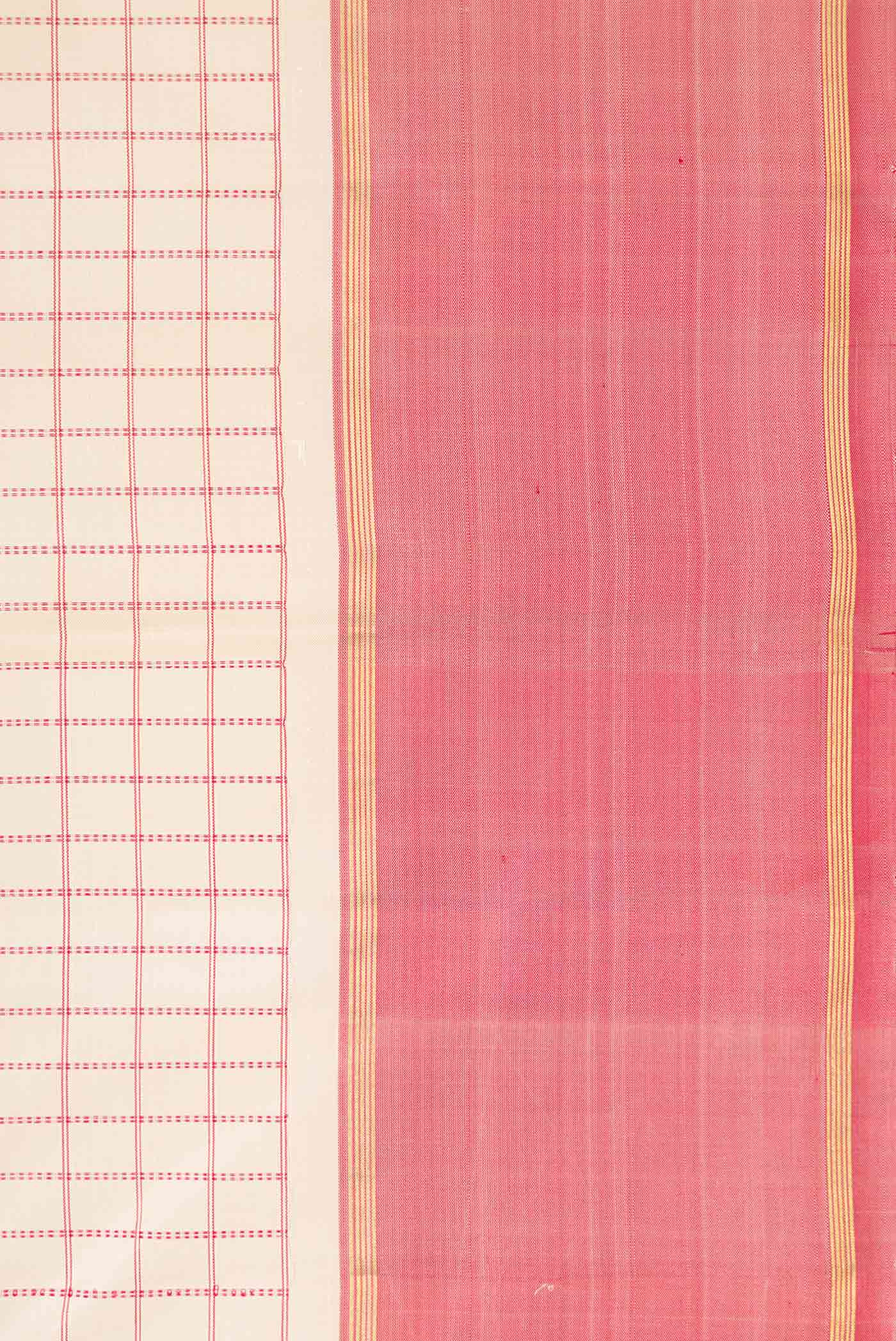 Off White Dual Tone Kanchipuram Silk Saree - Image 3