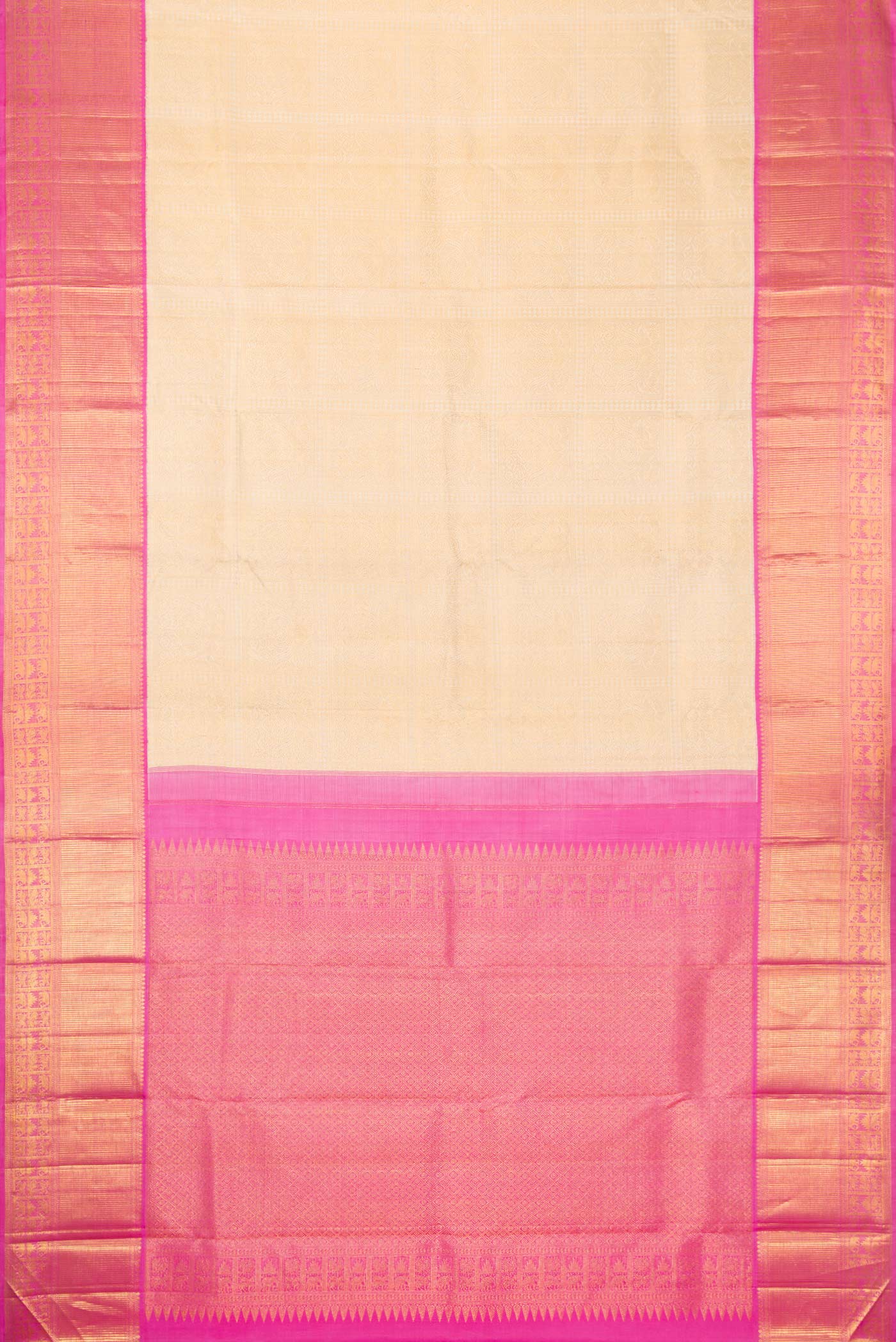 Cream Kanchipuram Silk Saree - Image 6