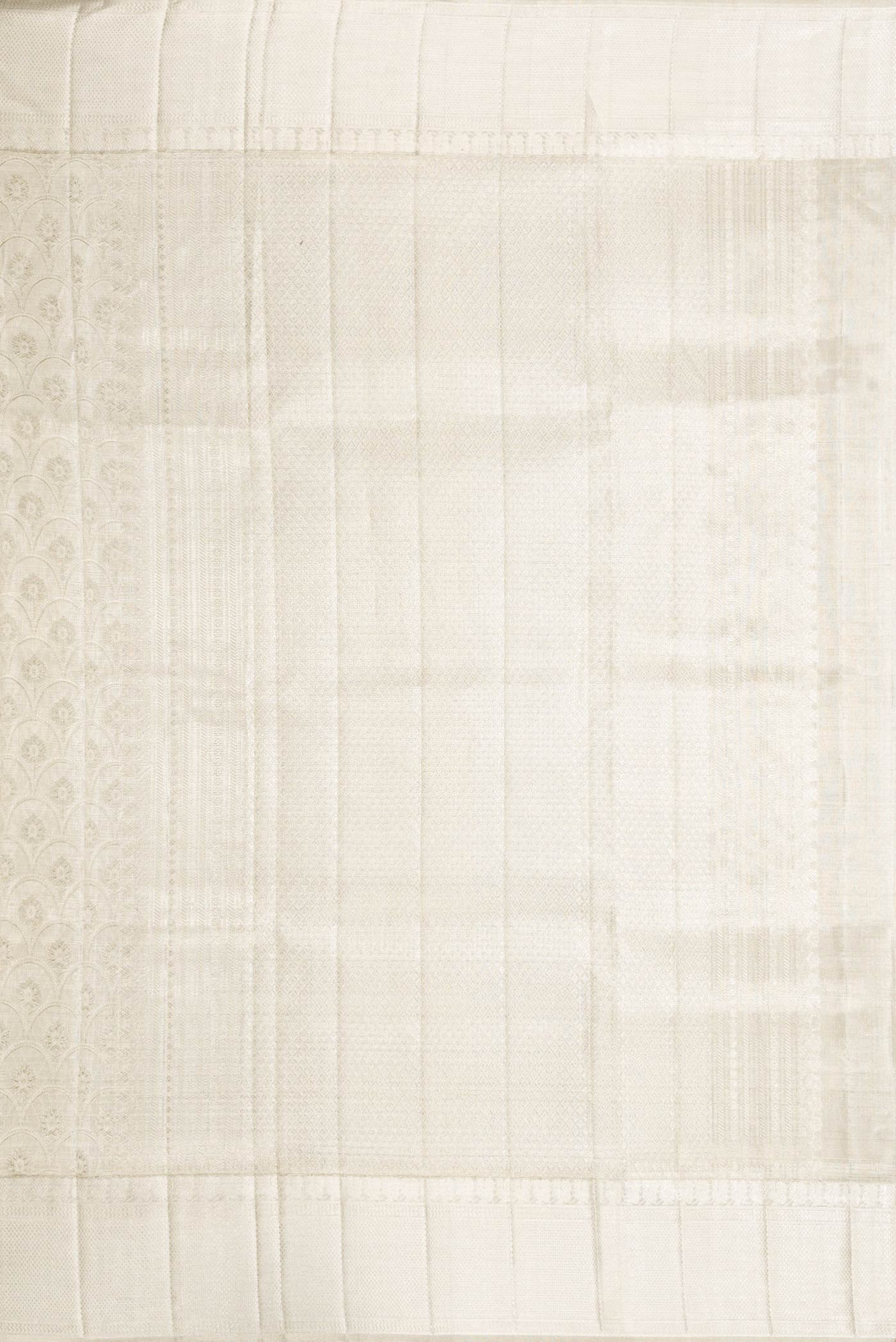 Off White Dual Tone Kanjivaram Tissue Silk Saree - Image 7