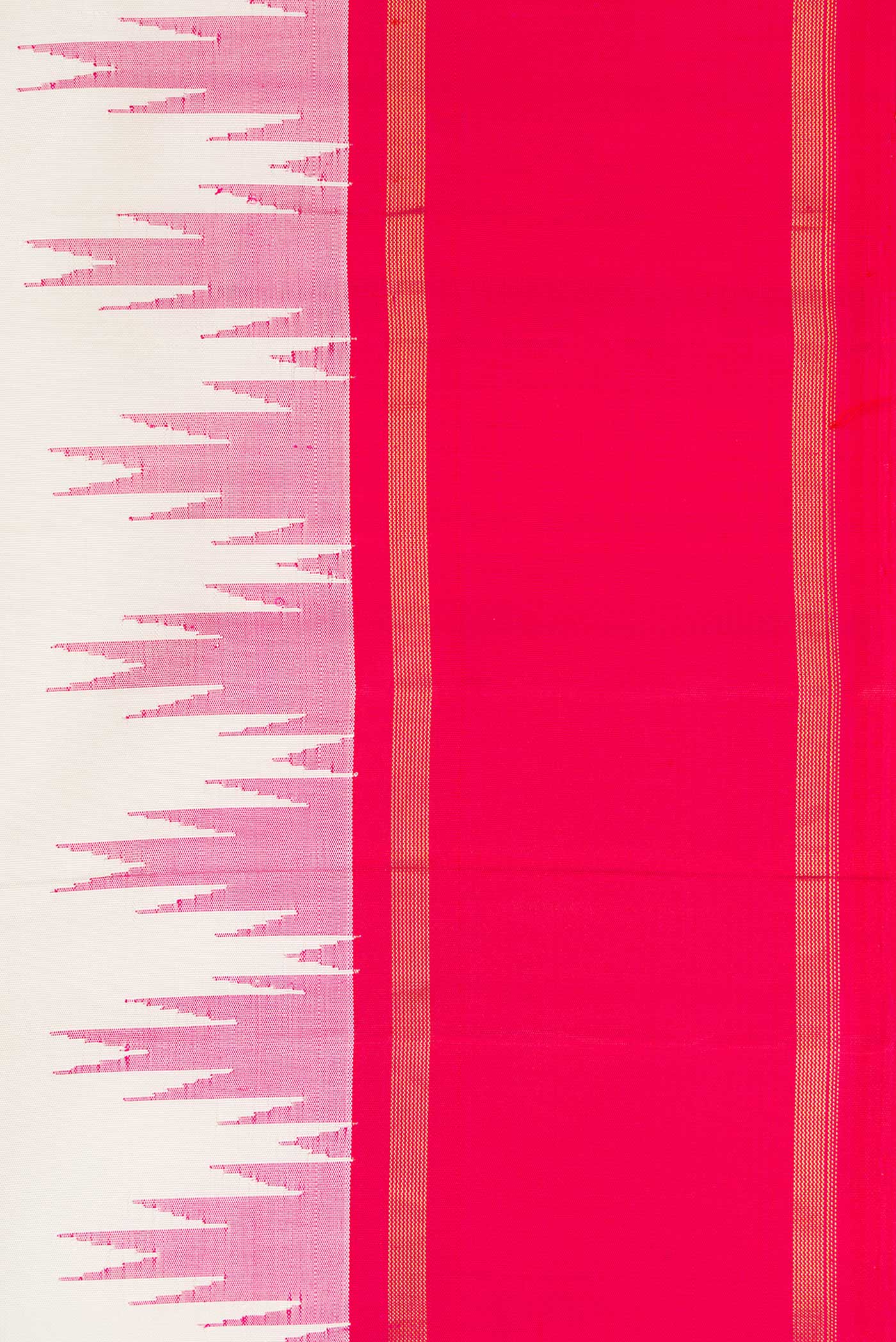 Off White Dual Tone Kanjivaram Silk Saree - Image 3