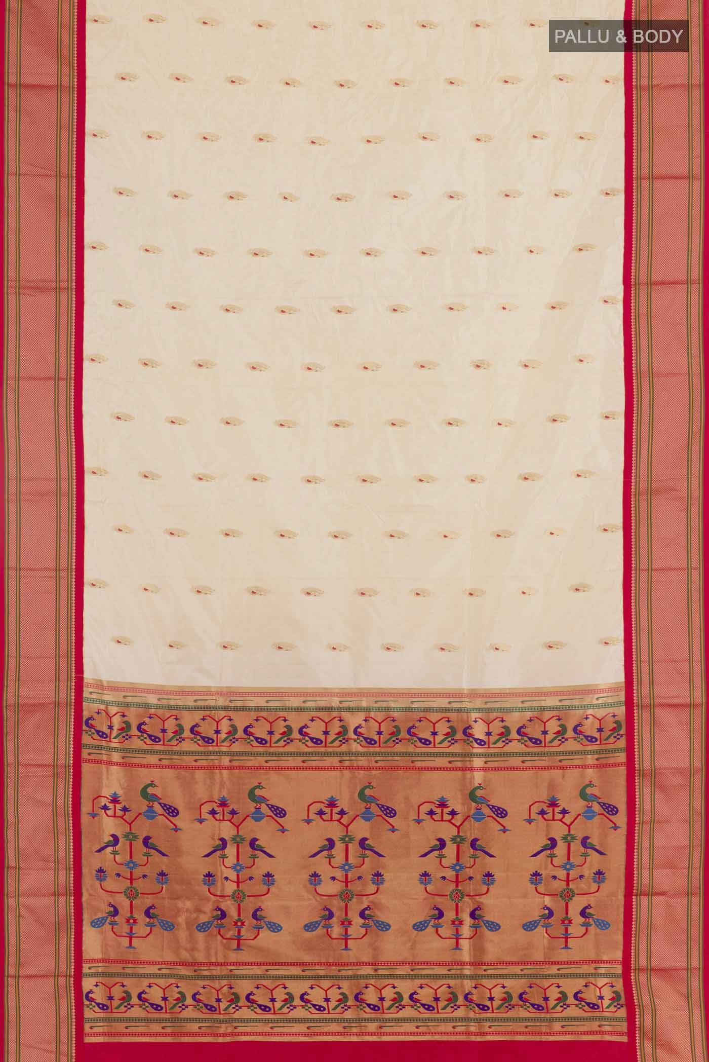 Off White Paithani Silk Saree - Image 3