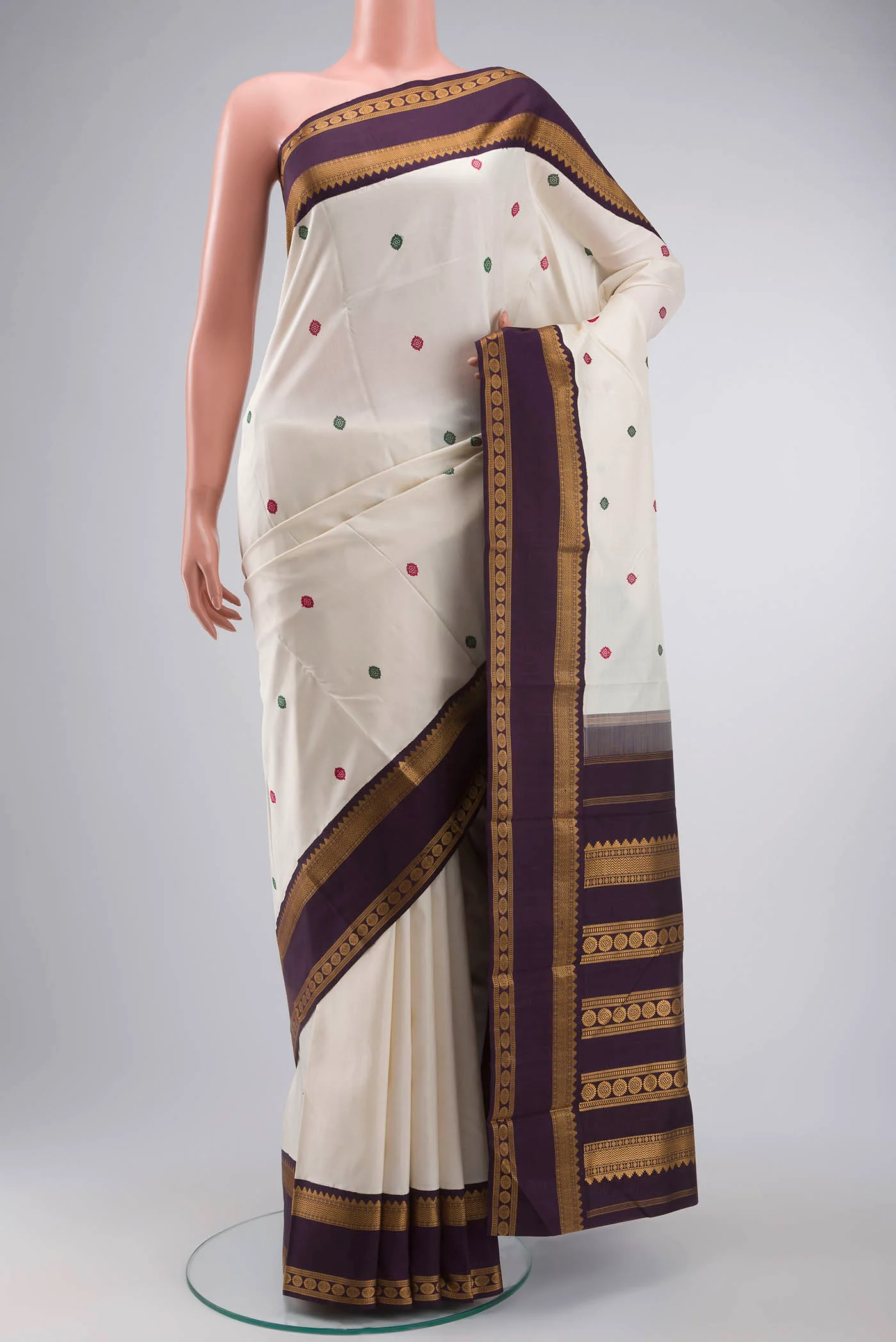 Off White Kanjivaram Silk Saree