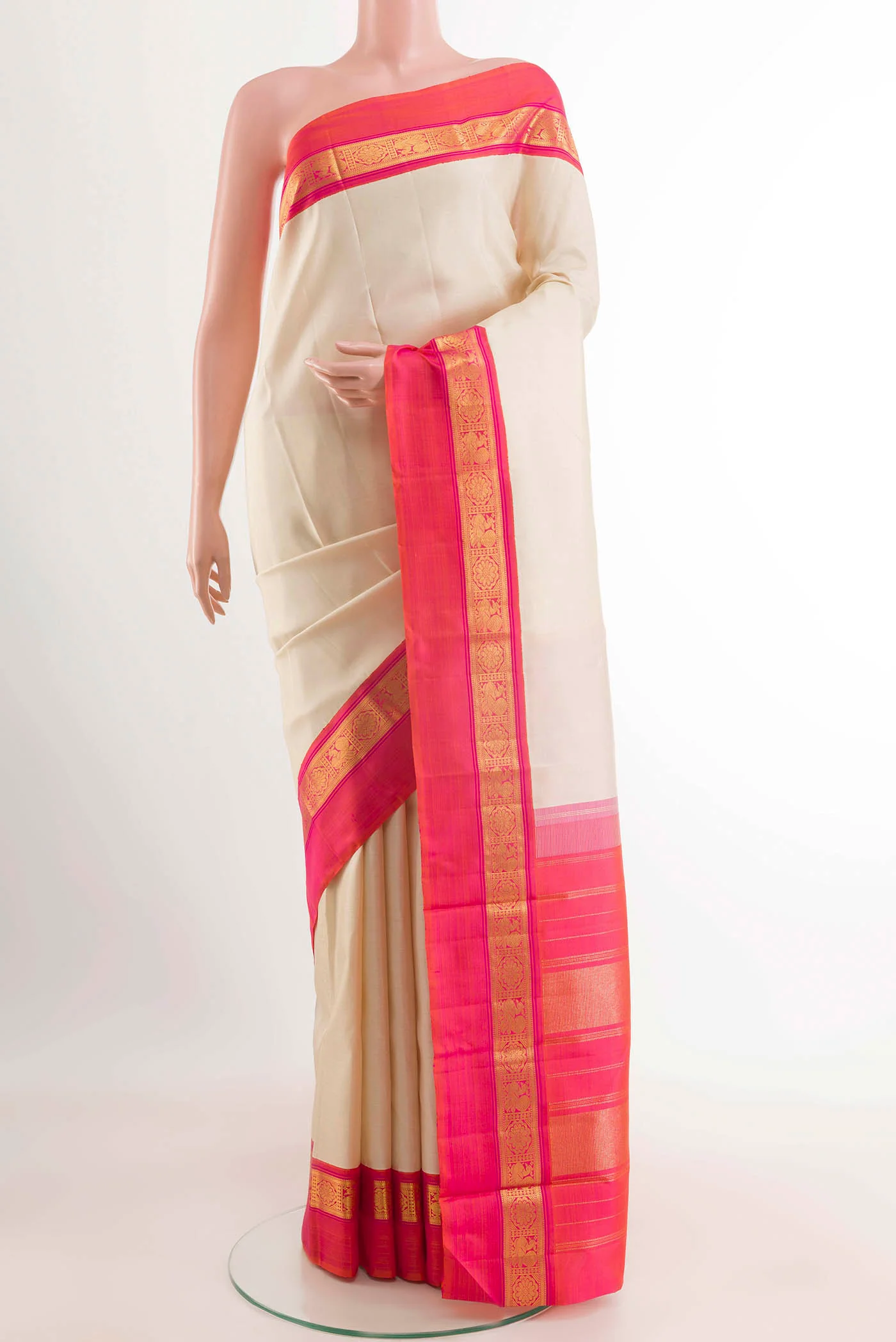 Off White Kanjivaram Silk Saree