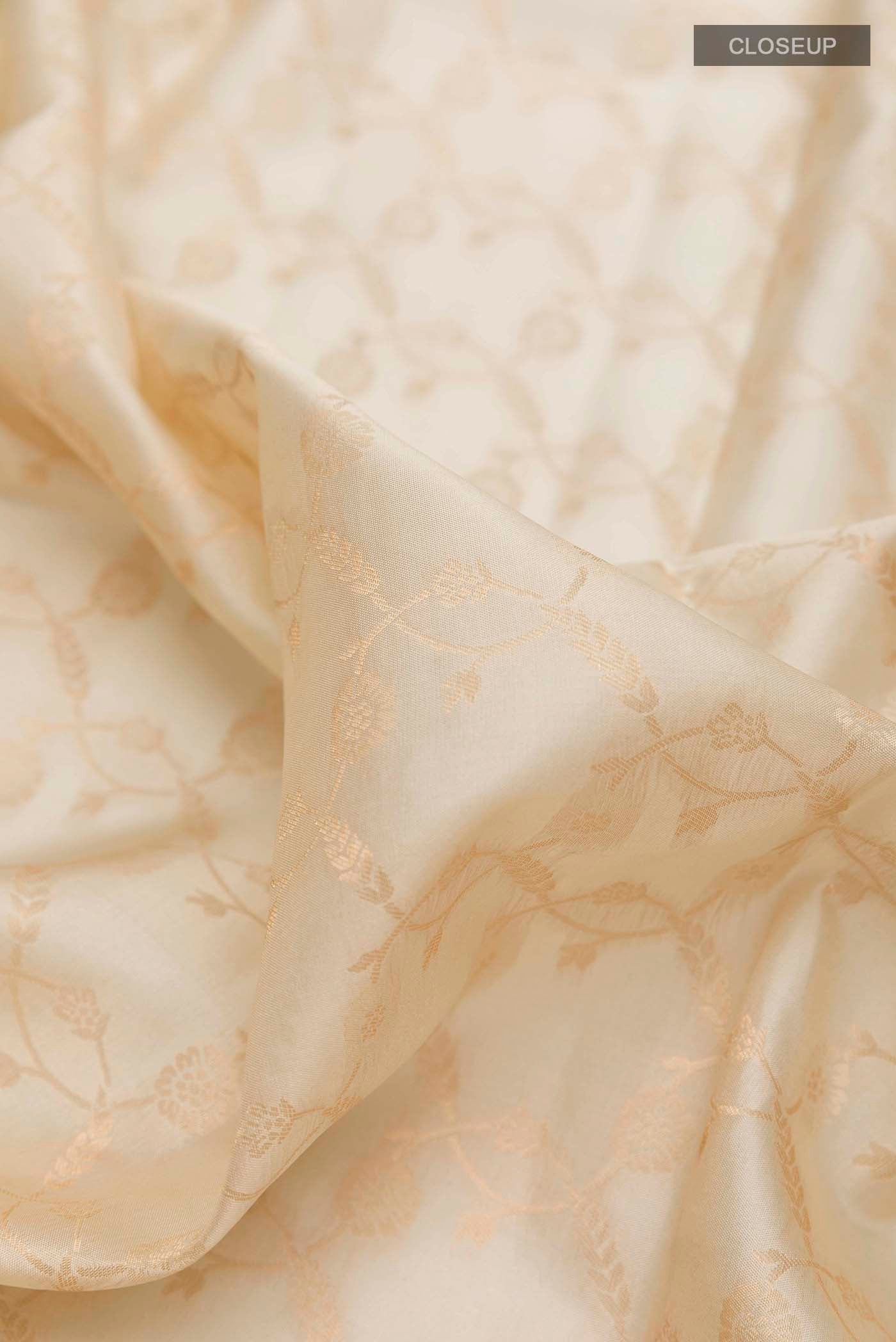 Off White Kanchipuram Silk Saree - Image 2