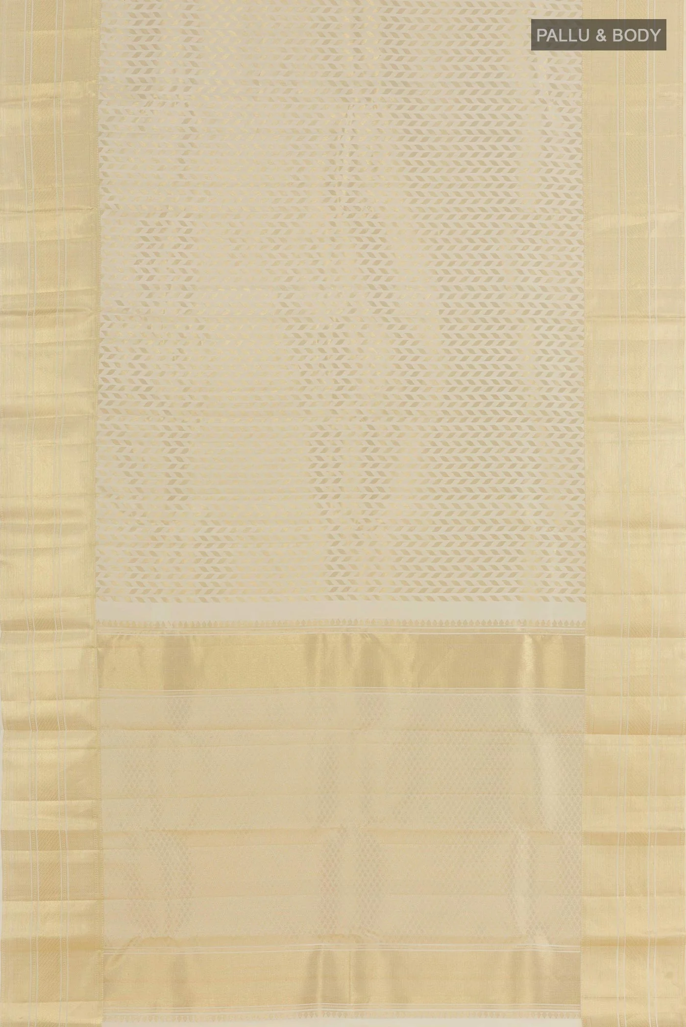 Off White Kanchipuram Silk Saree - Image 3