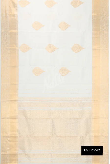 Off White Kanchipuram Silk Saree