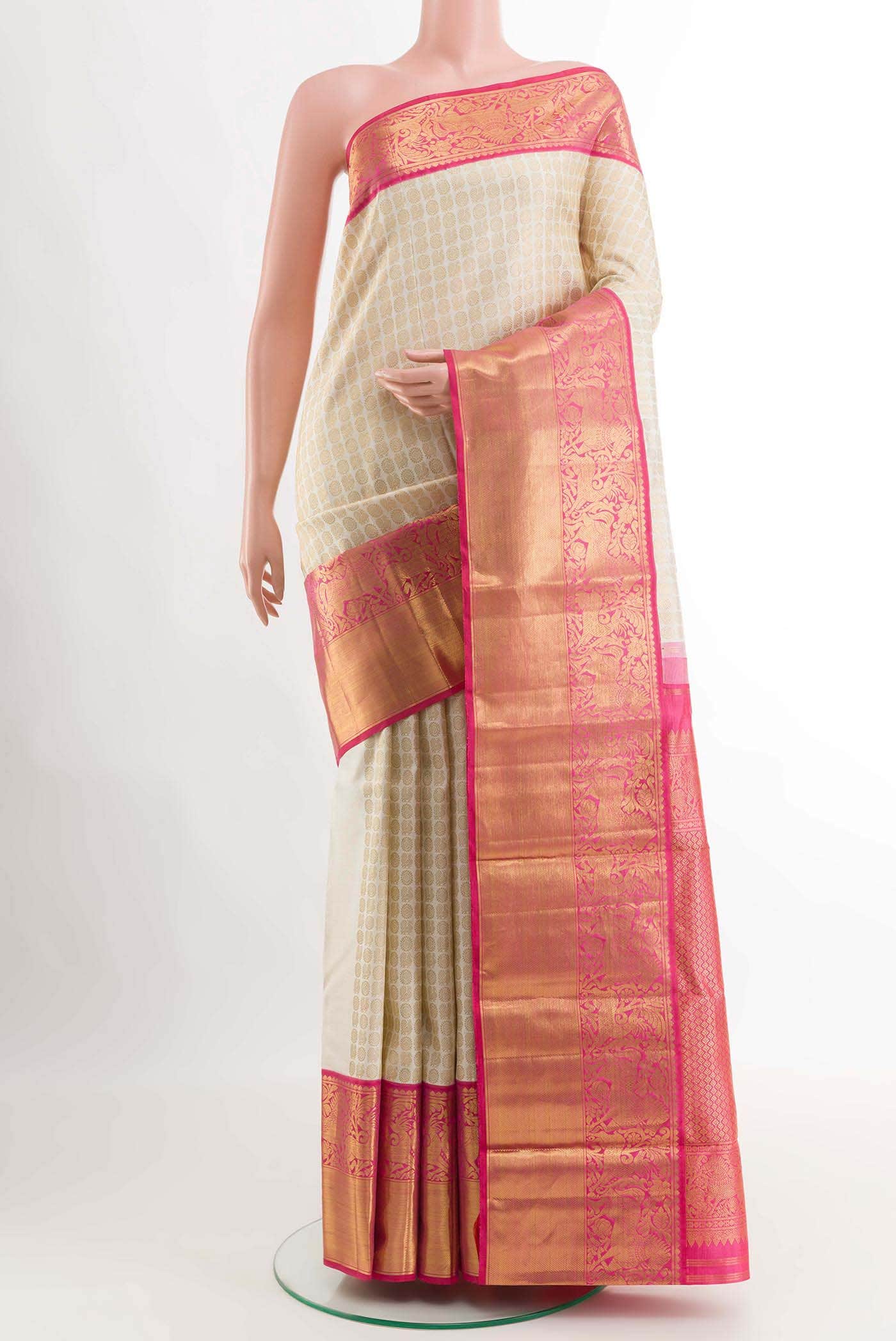 Off White Kanjivaram Silk Saree