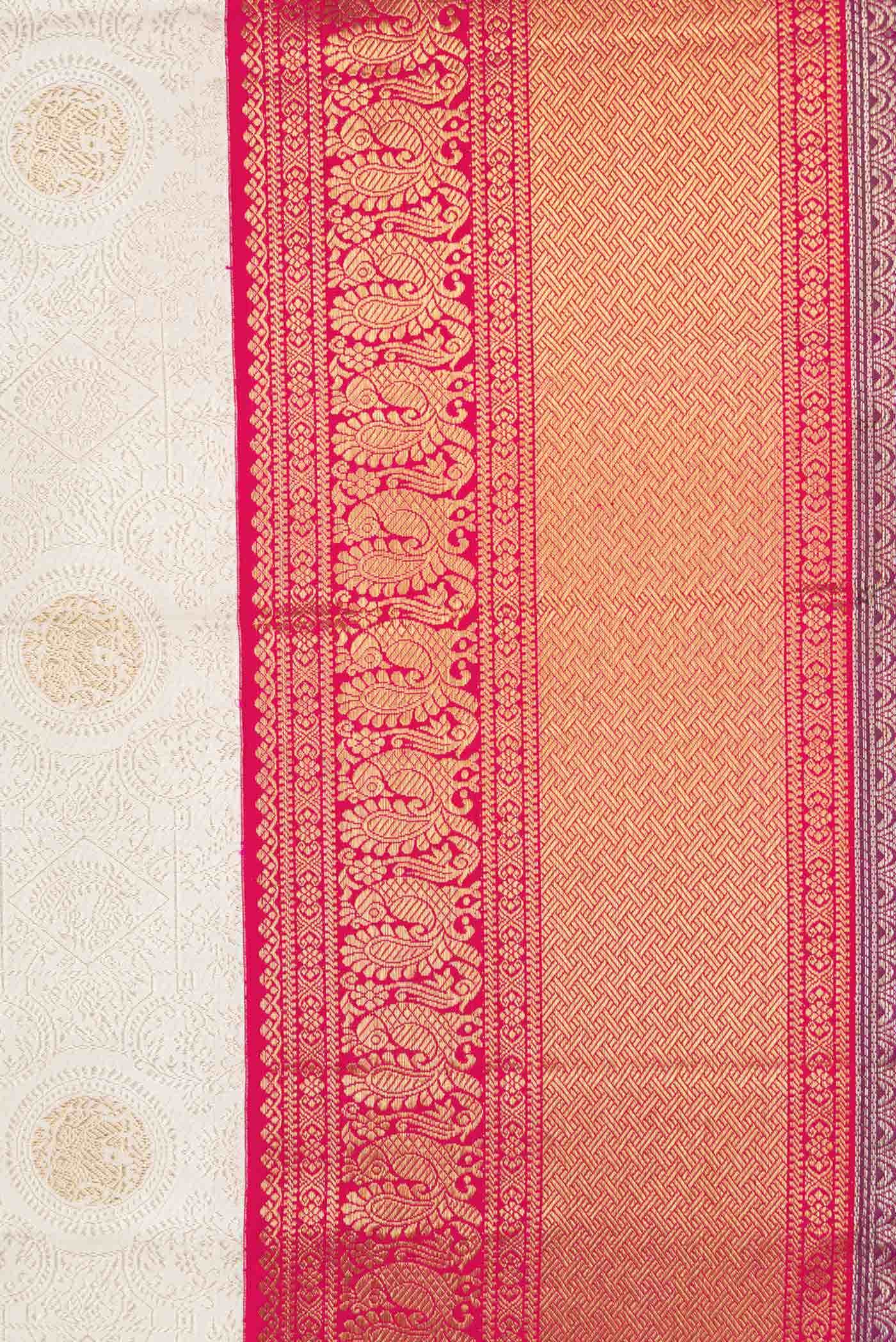 Pure Silk Pure Zari Off White Kanjivaram Saree - Image 6
