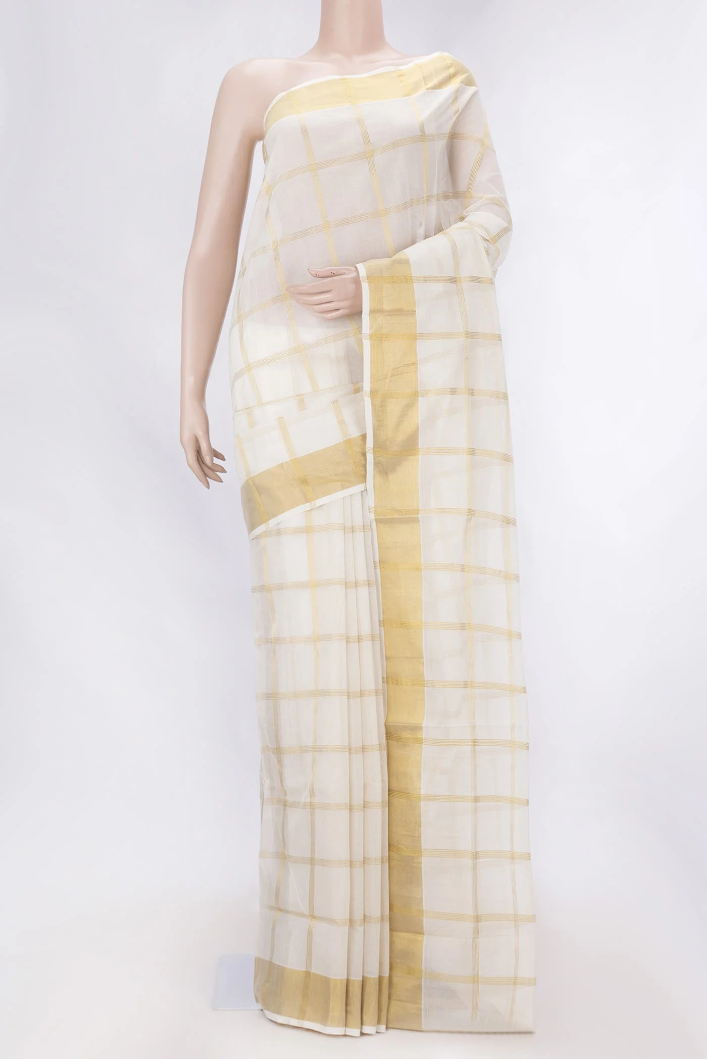 Off White Kerala Cotton Saree