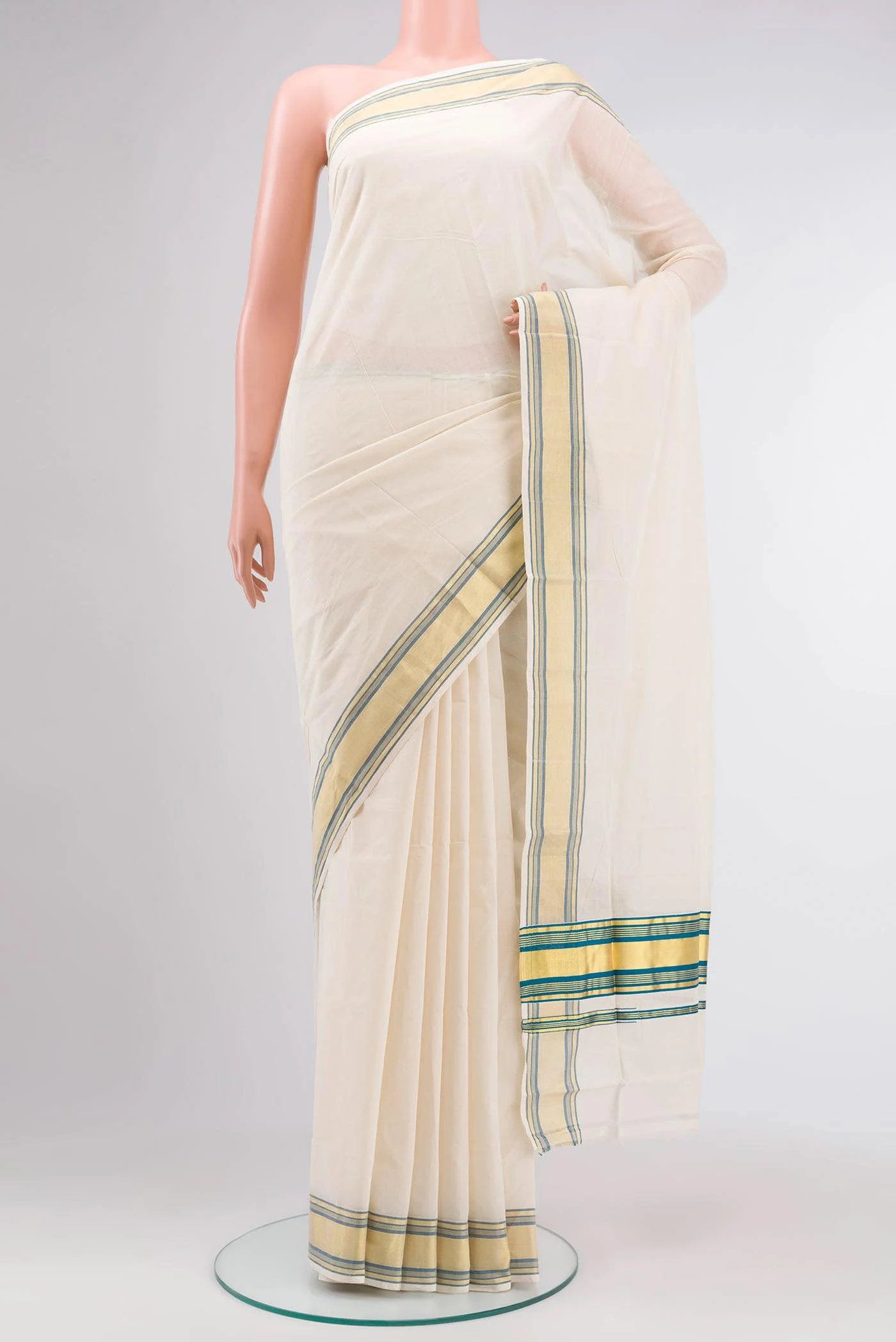 Off White Kerala Cotton Saree