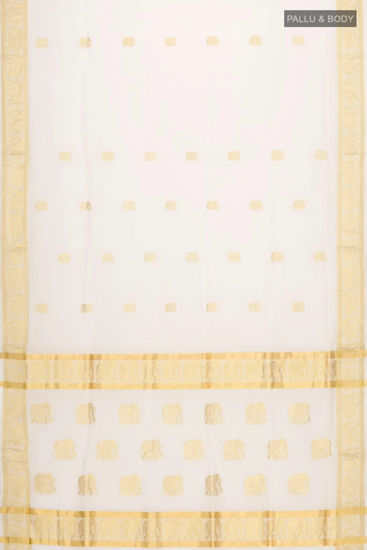 Off White Kerala Cotton Saree - Image 3