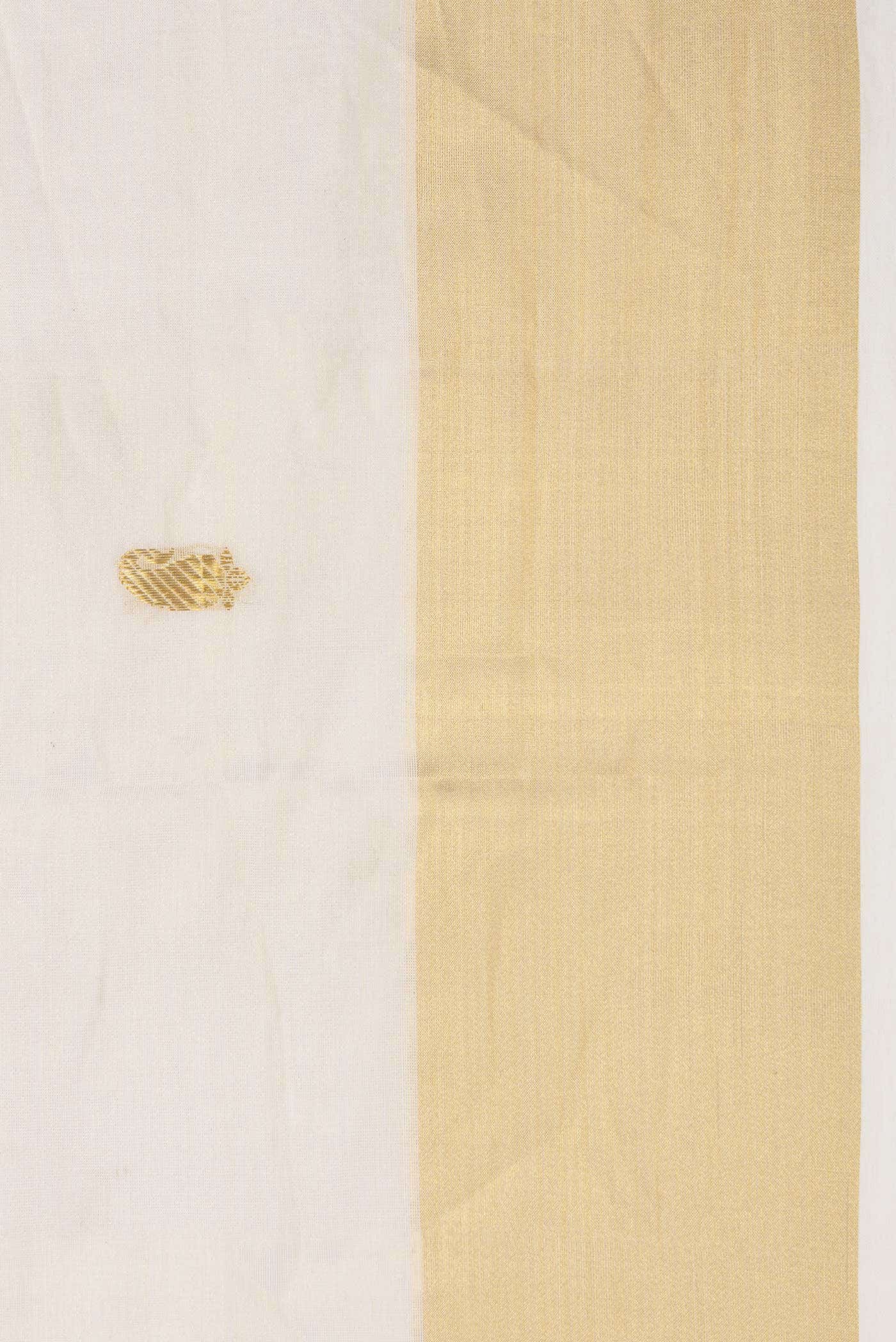 Off White Kerala Cotton Saree - Image 4
