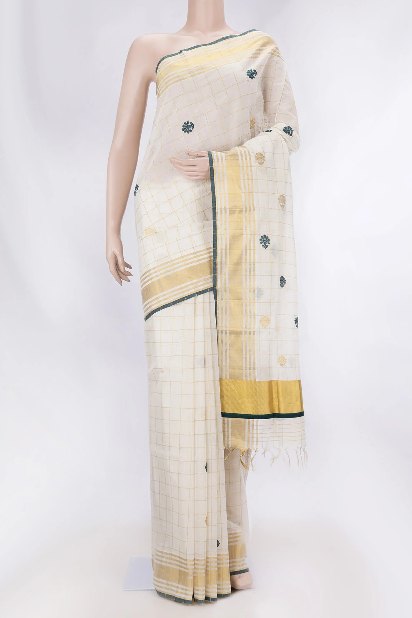 Off White Kerala Cotton Saree