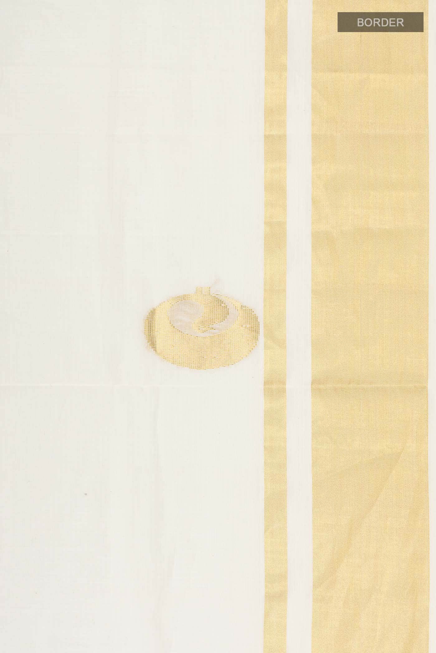 Off White Kerala Cotton Saree - Image 4