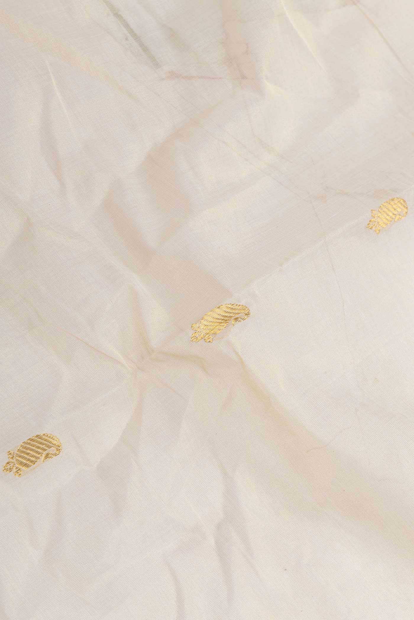 Off White Kerala Cotton Saree - Image 3