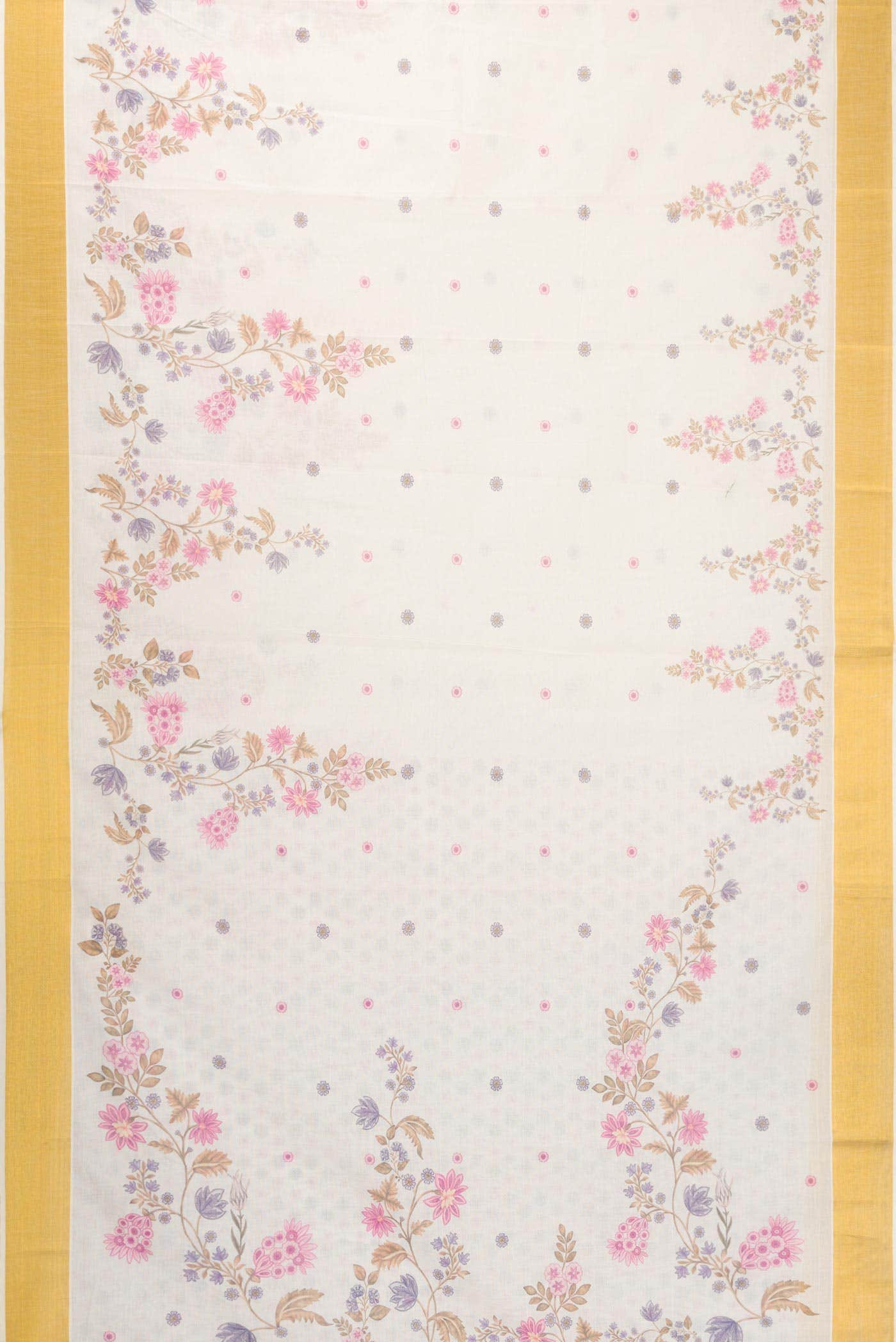 Off White Kerala Cotton Saree - Image 2