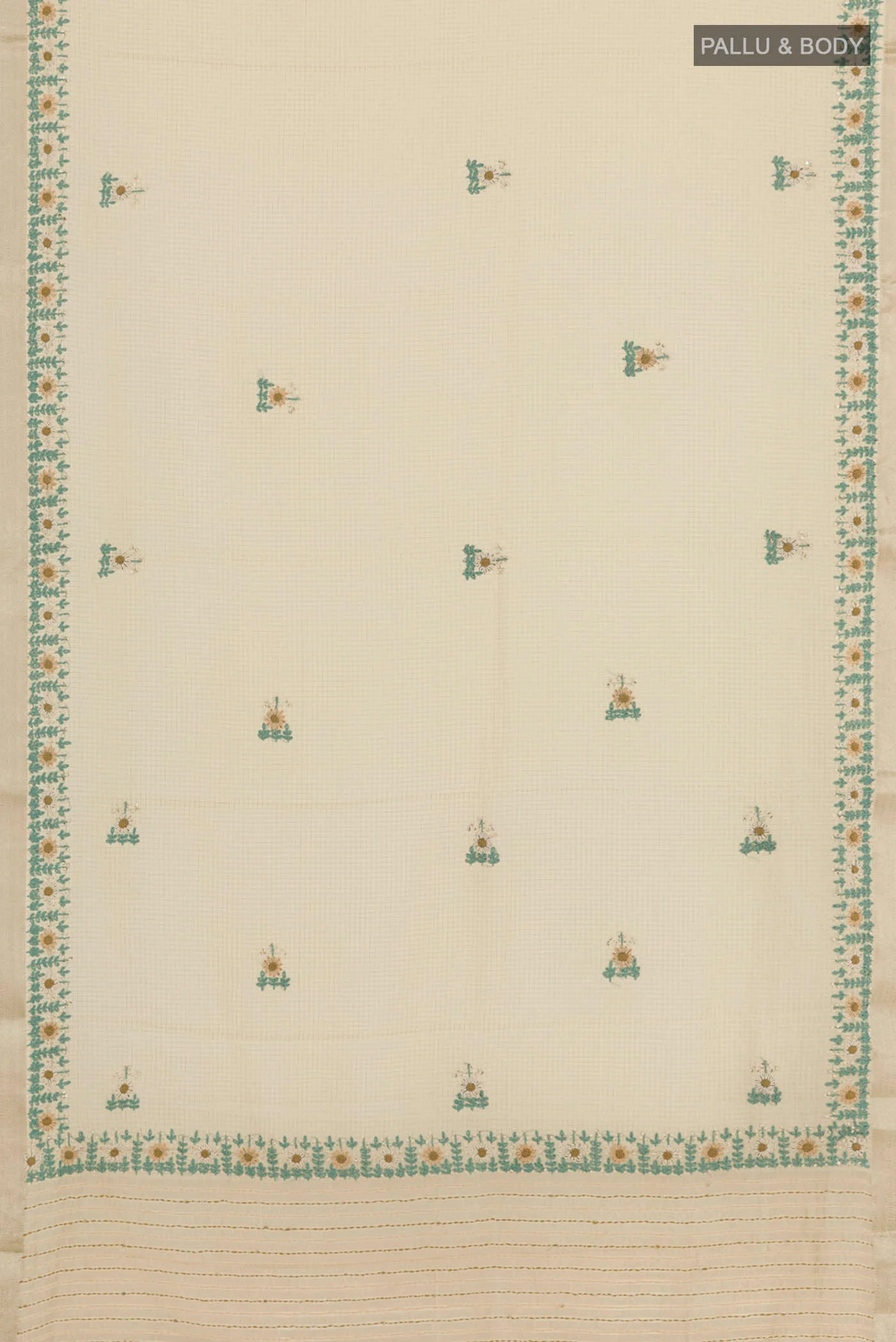 Off White Mysore Georgette Saree - Image 3