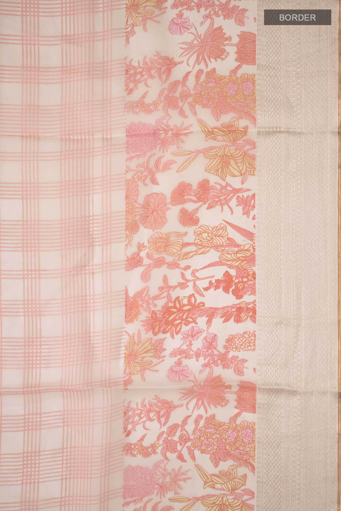 Off White Organza Silk Saree - Image 4
