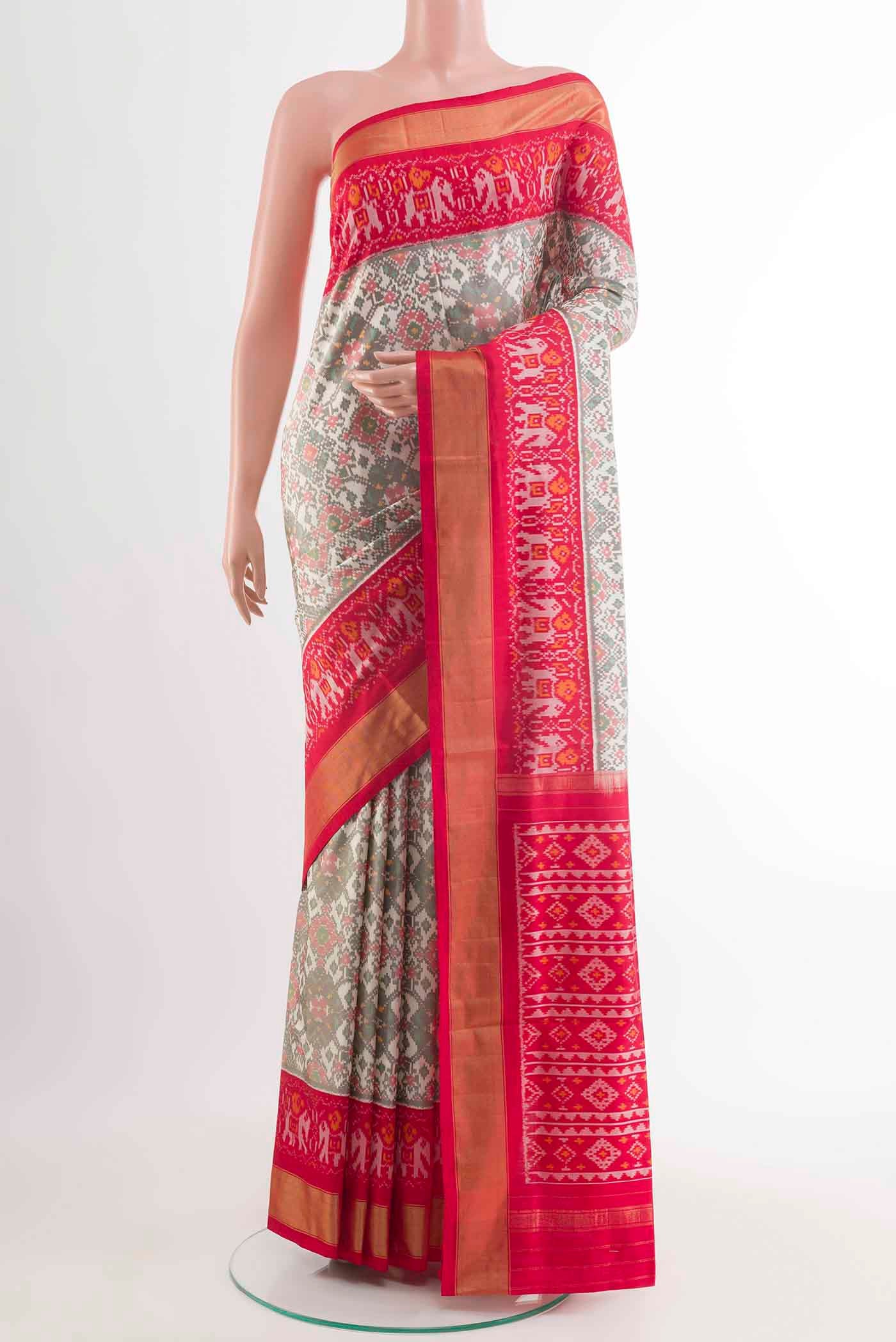 Off White Pochampally Silk Saree