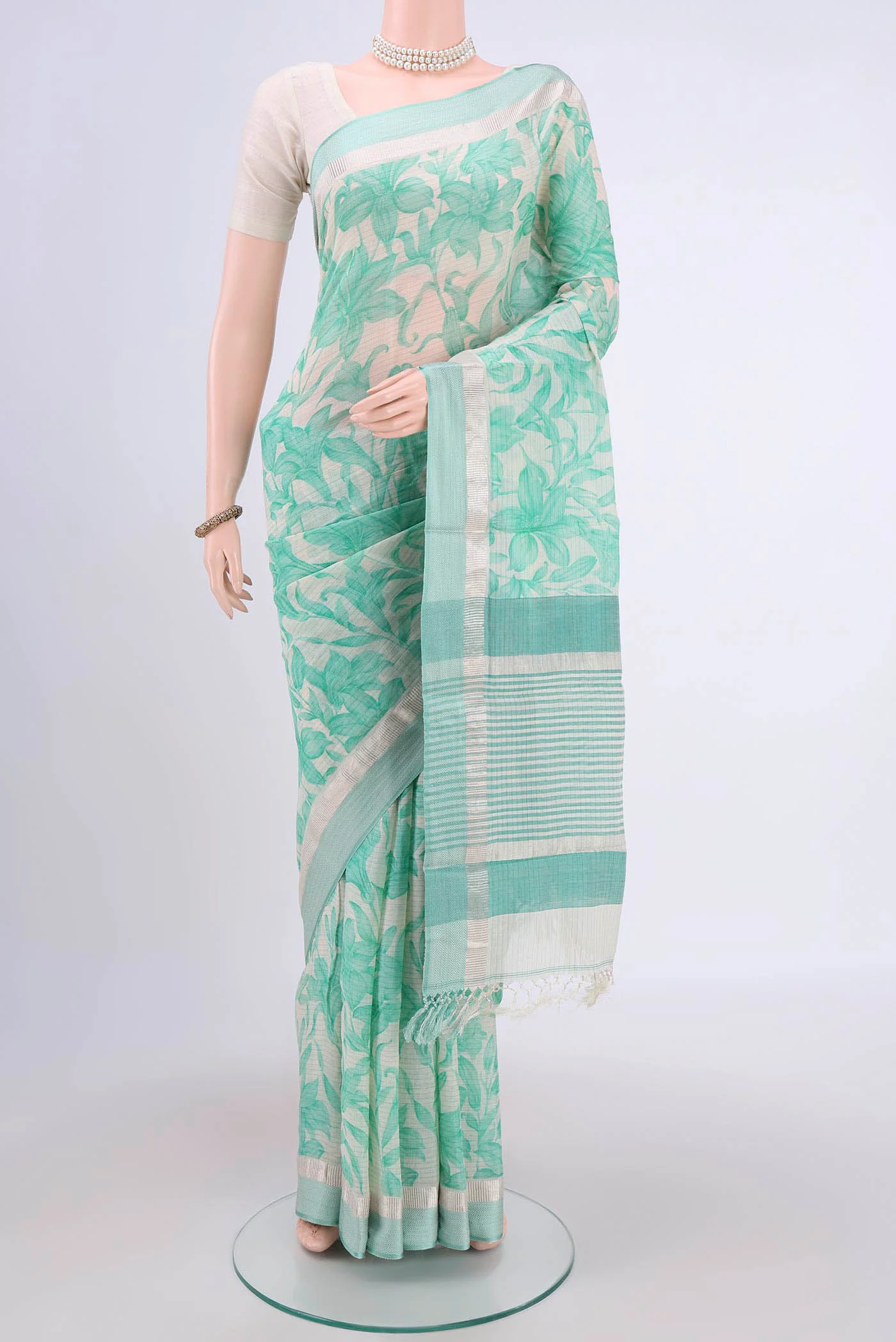 Cream Tussar Saree