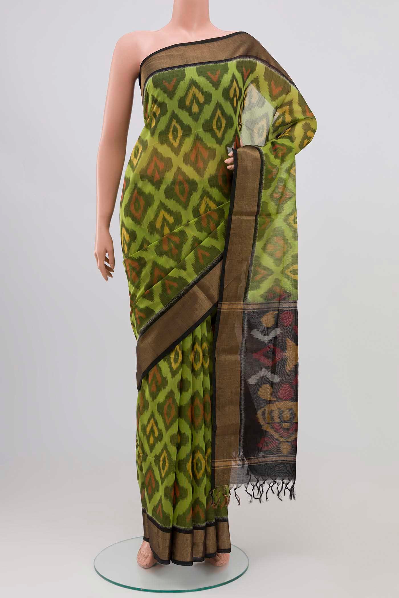 Olive Green Silk Cotton Saree