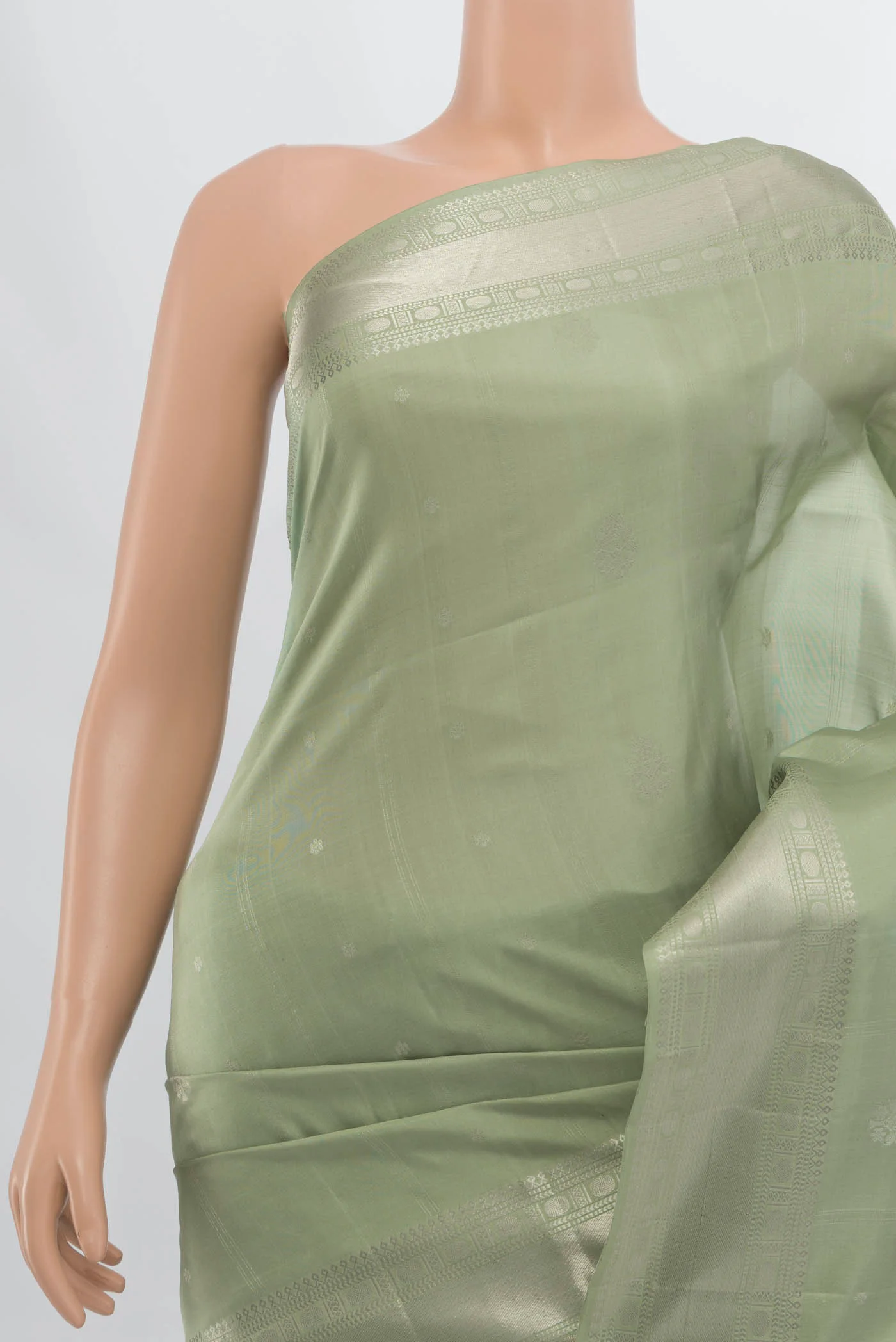 Sage Green Soft Silk Saree - Image 2