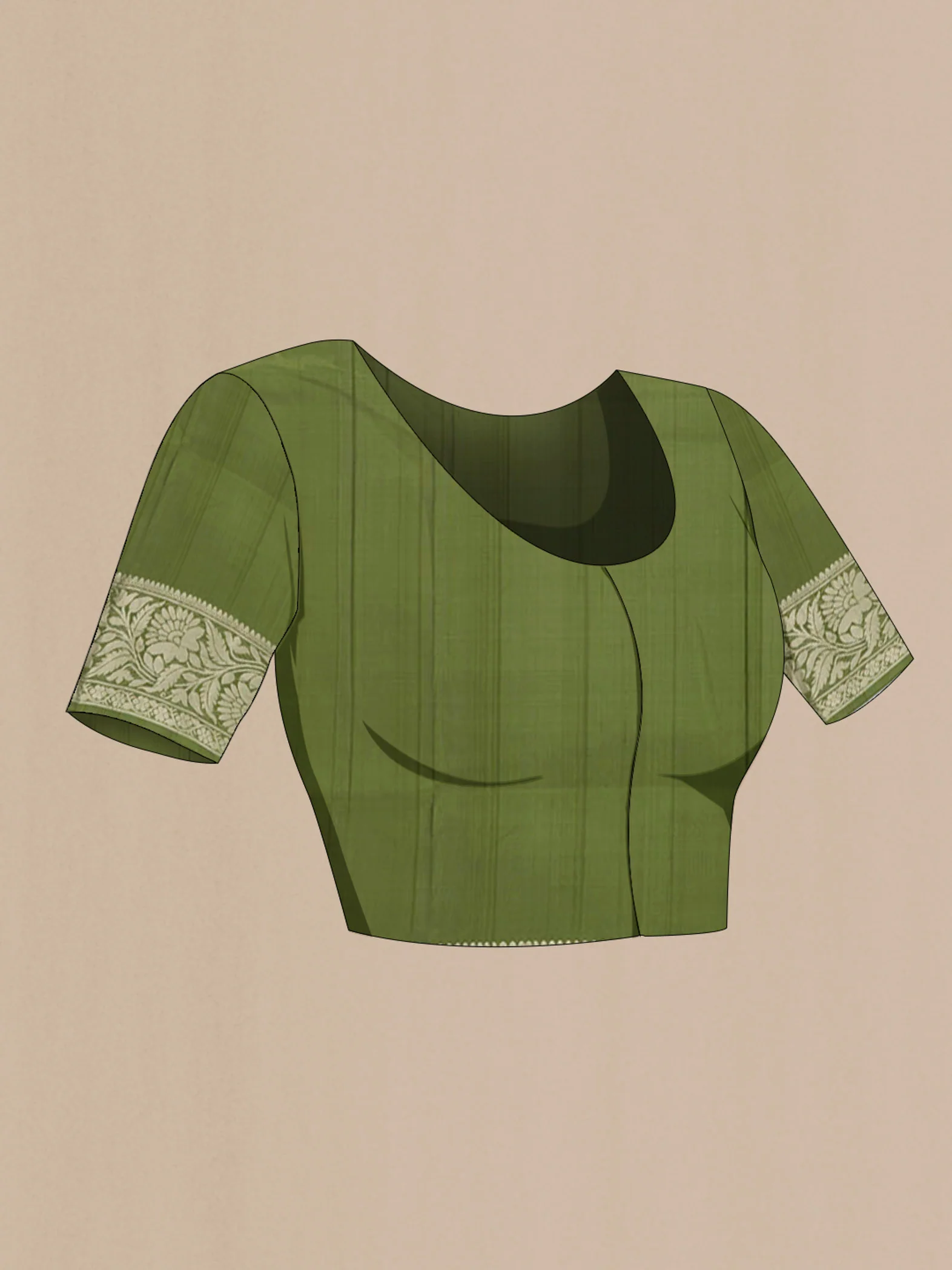 Olive Green Uppada Silk Saree - Image 4