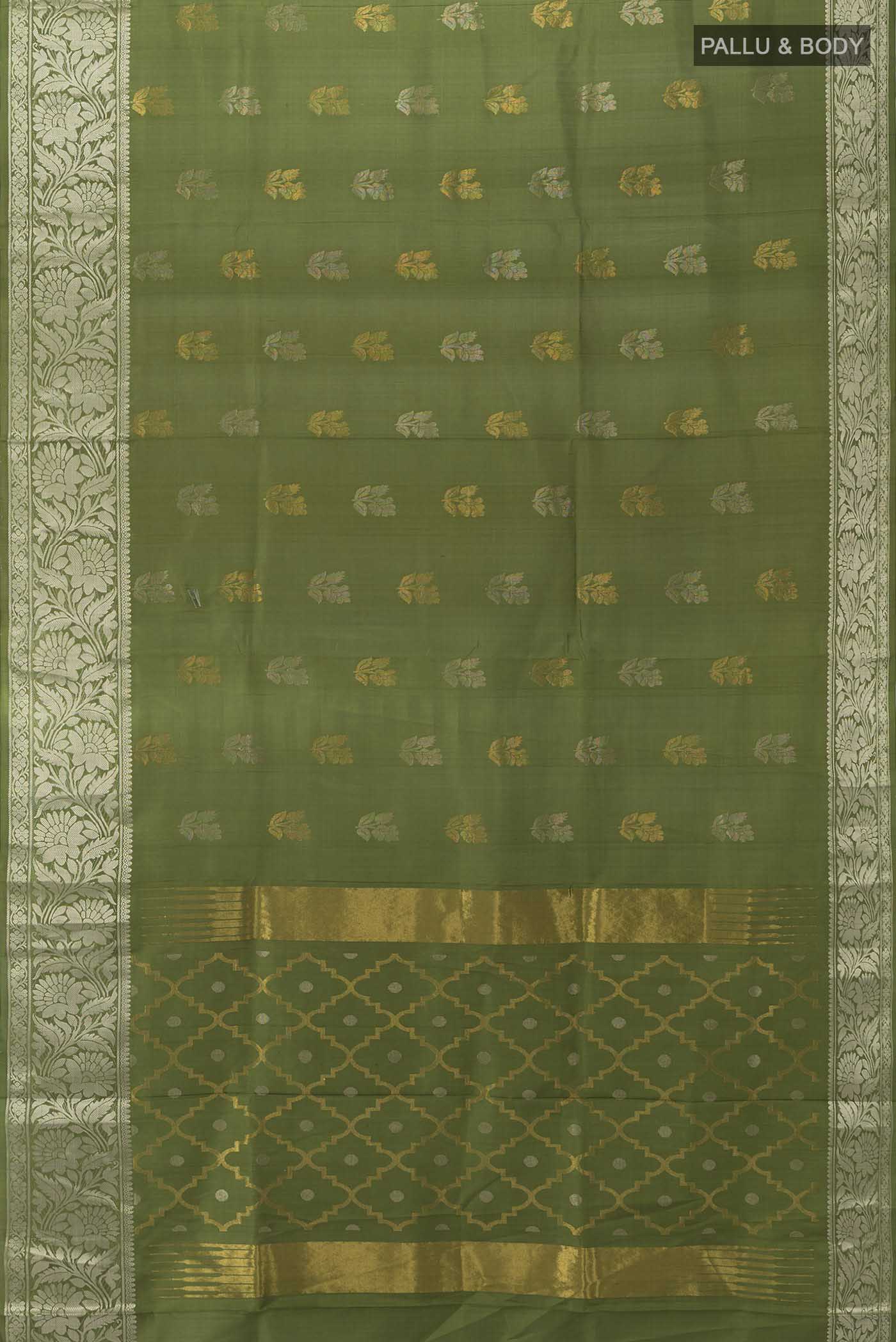 Olive Green Uppada Silk Saree - Image 5