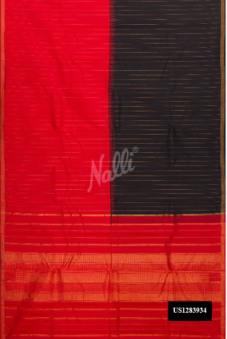 Orange and Black Dual Tone Kanchipuram Silk Saree