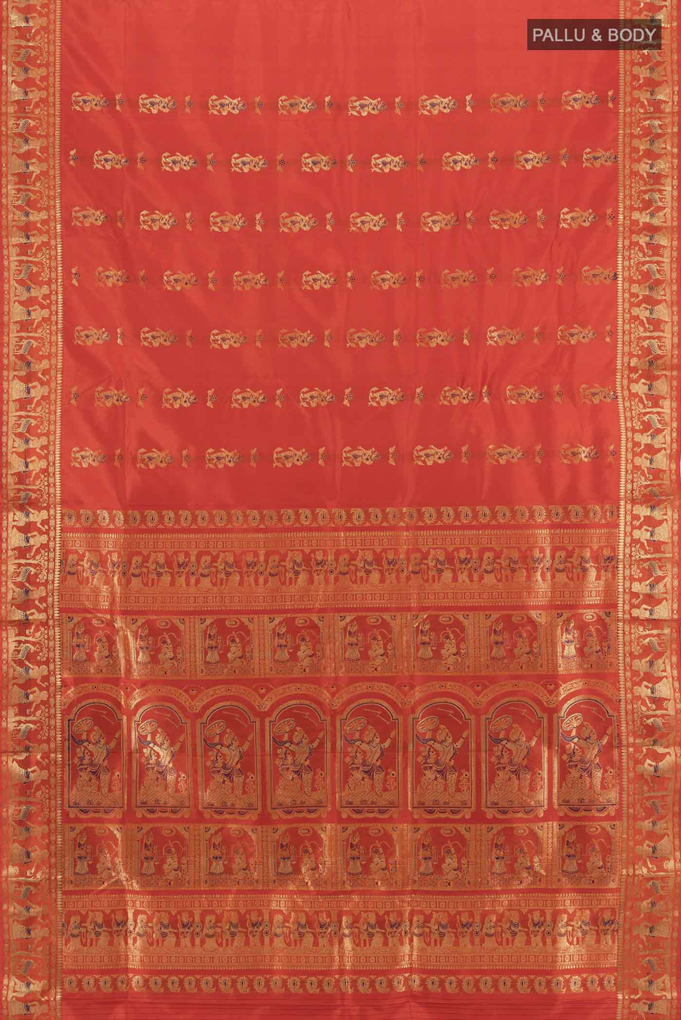 Orange Baluchari Silk Saree - Image 5