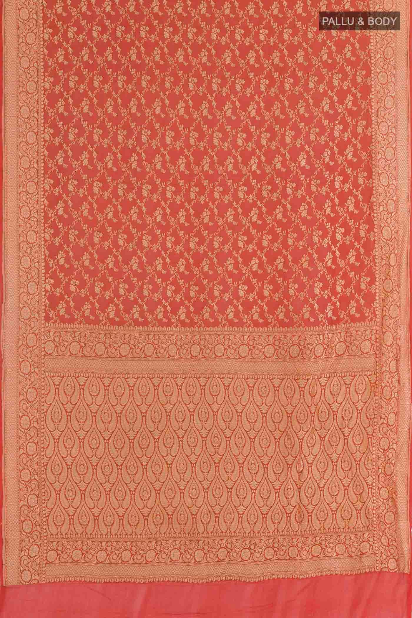 Orange Banarasi Georgette Saree - Image 3