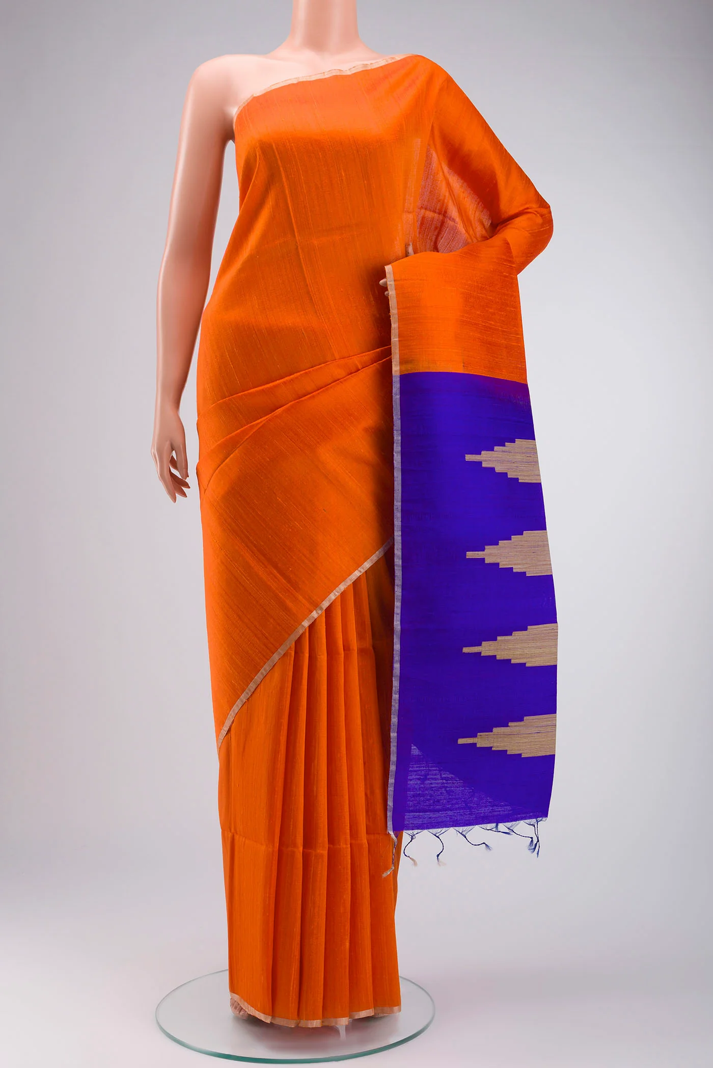 Orange Banarasi Raw Silk Saree