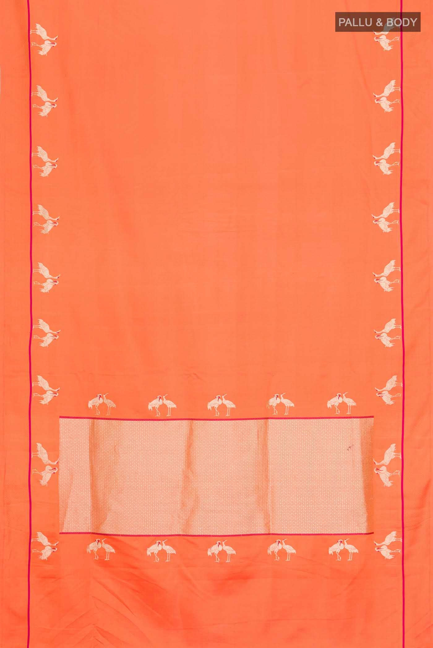 Orange Banarasi Silk Saree - Image 6