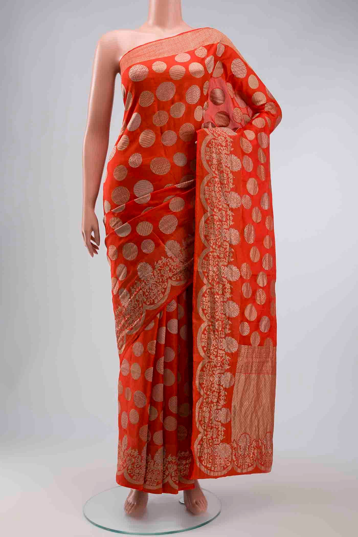 Orange Banarasi Silk Saree