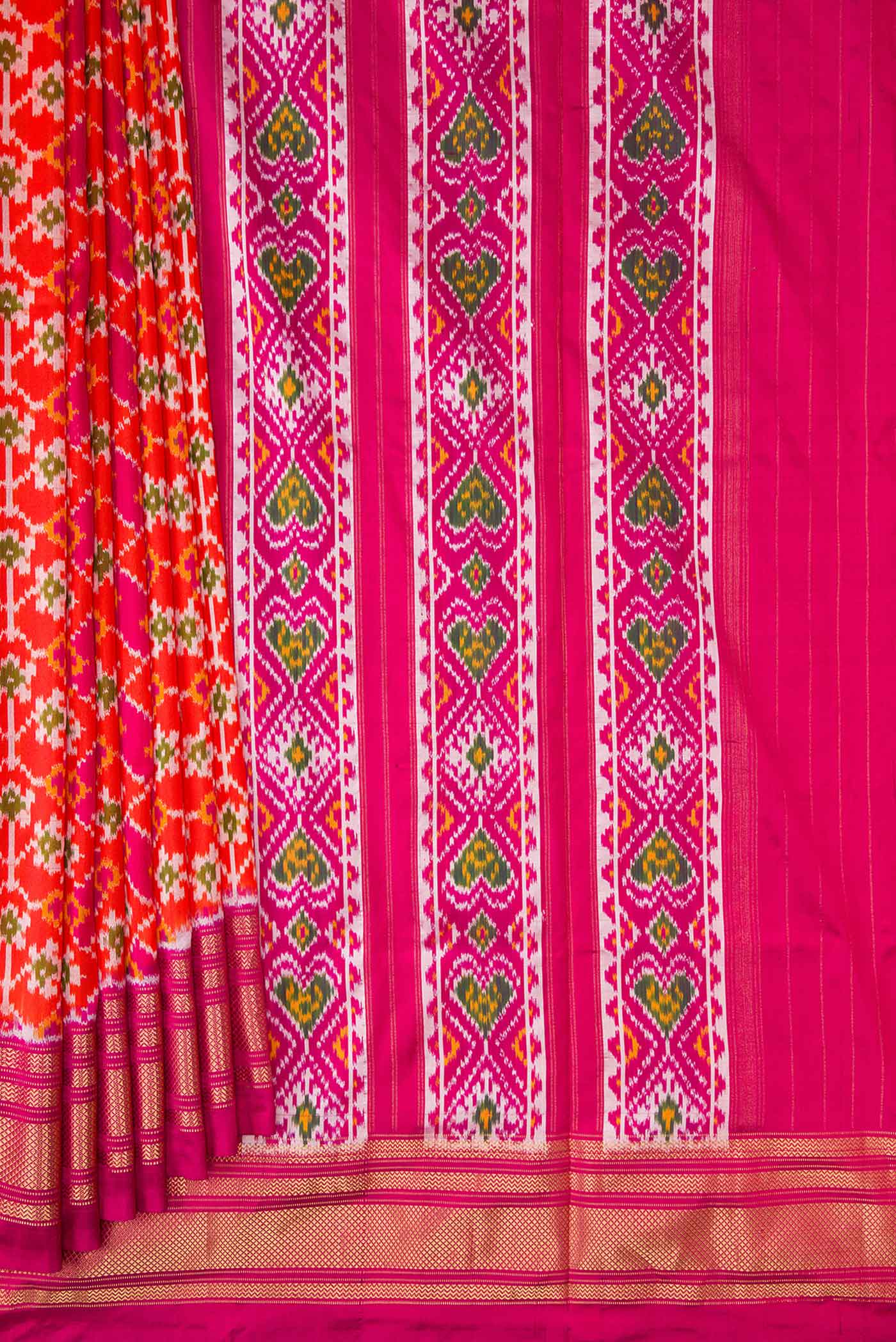 Orange Pochampally Silk Saree - Image 4